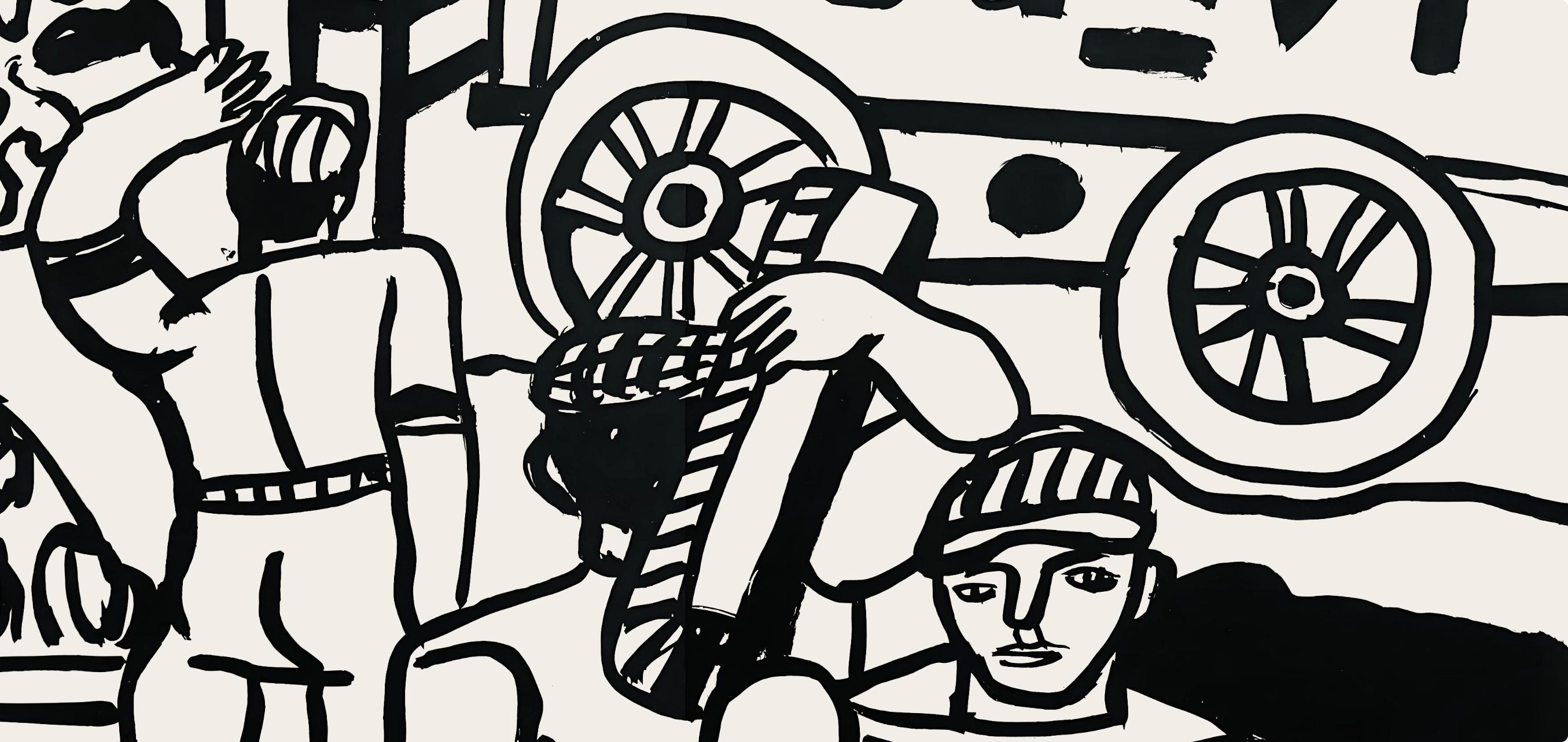 Léger, Composition, mes voyages (after) - Gray Landscape Print by Fernand Léger