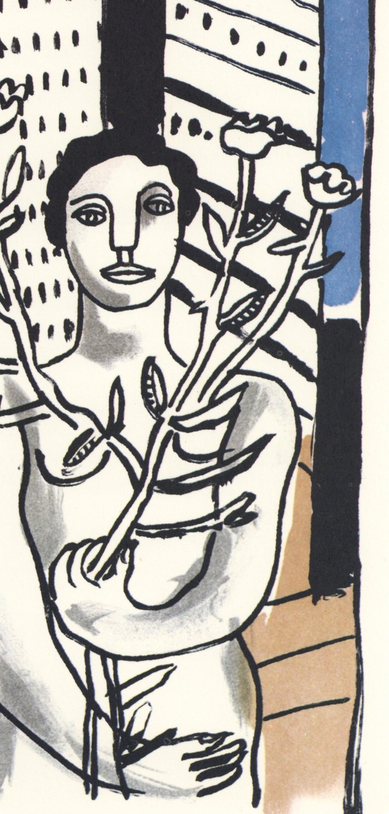 Léger, Composition, mes voyages (after) - Beige Landscape Print by Fernand Léger
