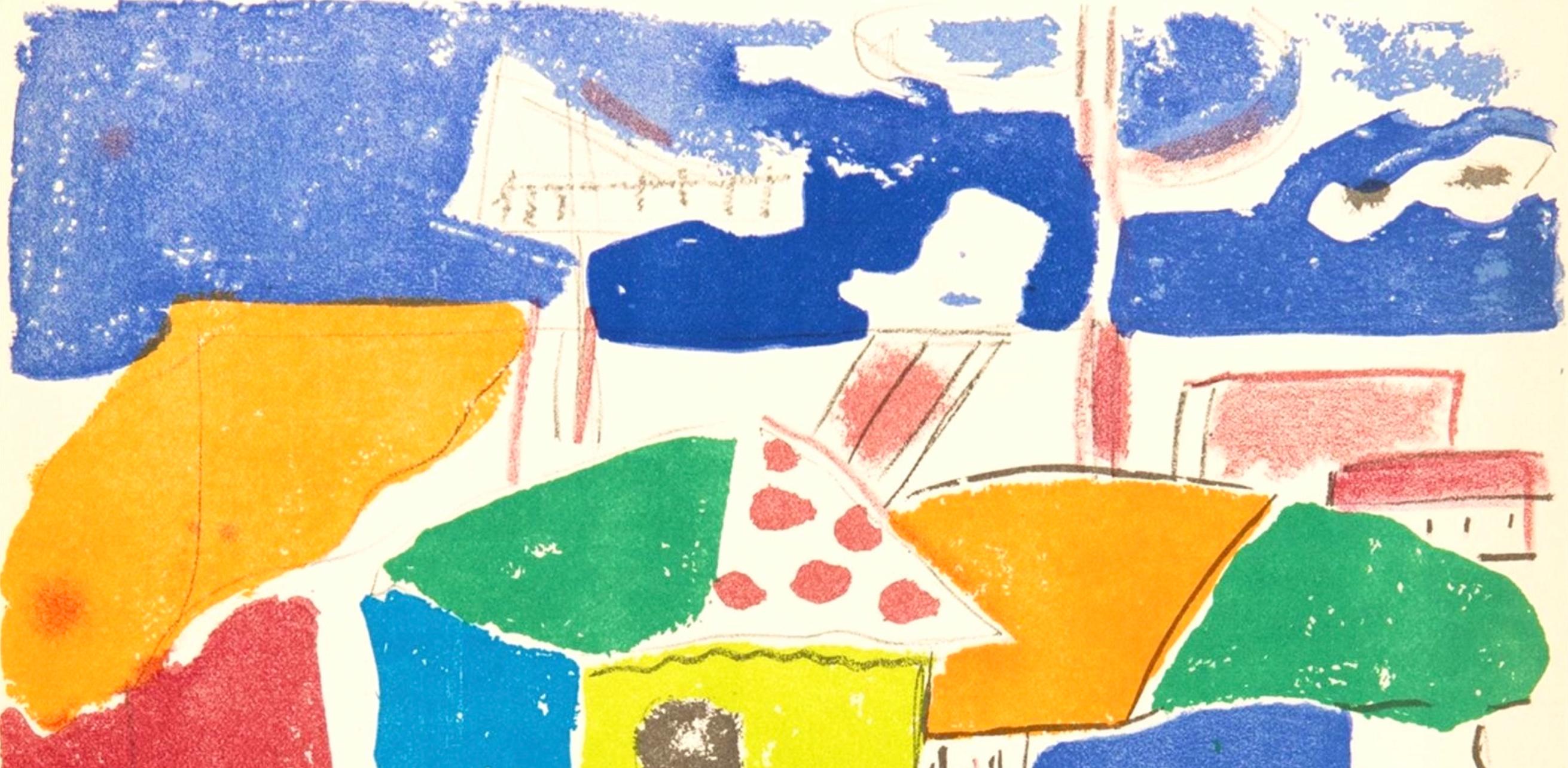 Léger, Composition, mes voyages (after) - Beige Landscape Print by Fernand Léger