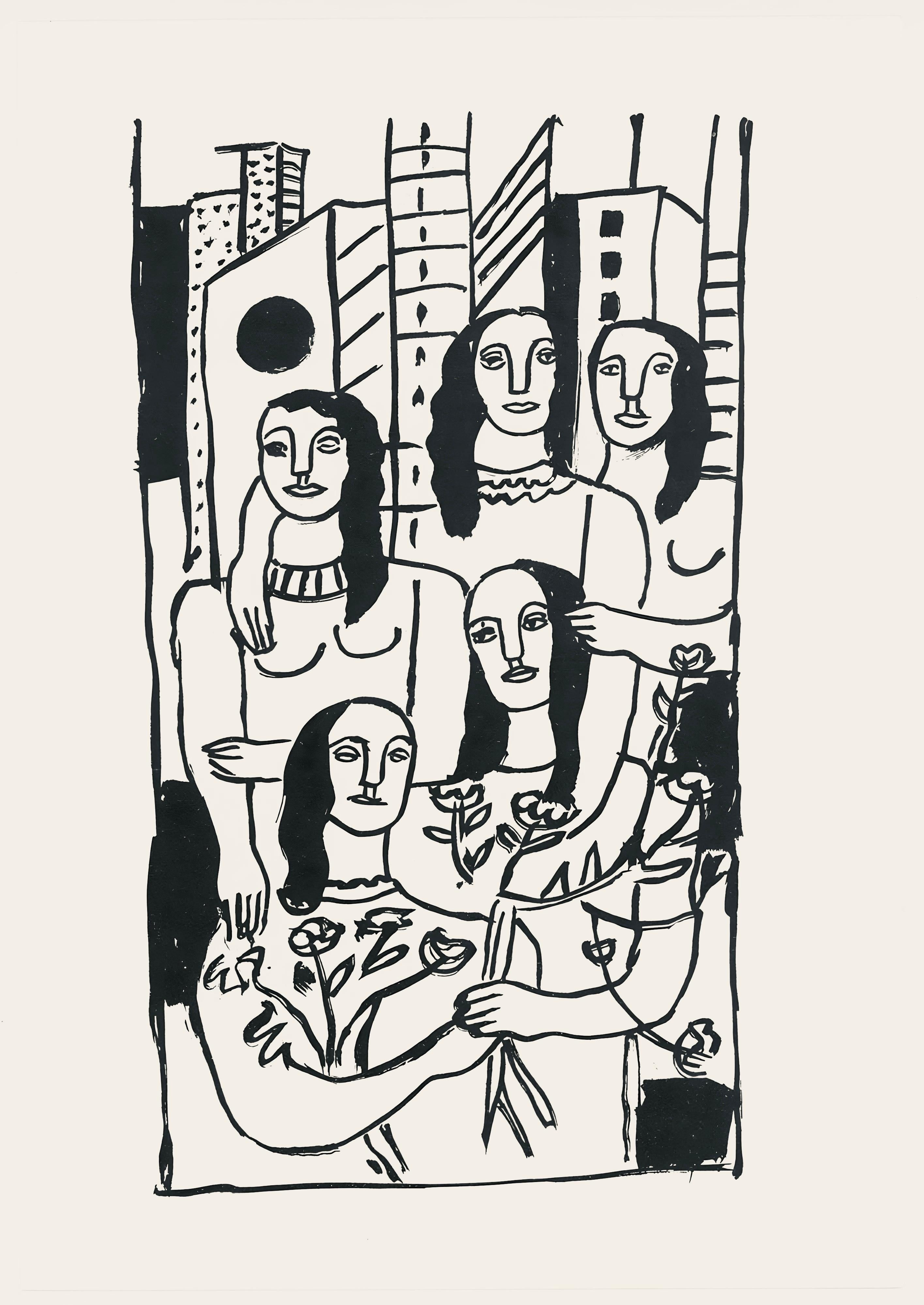 Lithograph on vélin bouffant des Papeteries de Hauteville paper. Unsigned and unnumbered, as issued. Good condition. Notes: From the folio, Fernand Léger mes voyages avec un poème d'aragon et des lithographies de l’auteur, 1970. Published by