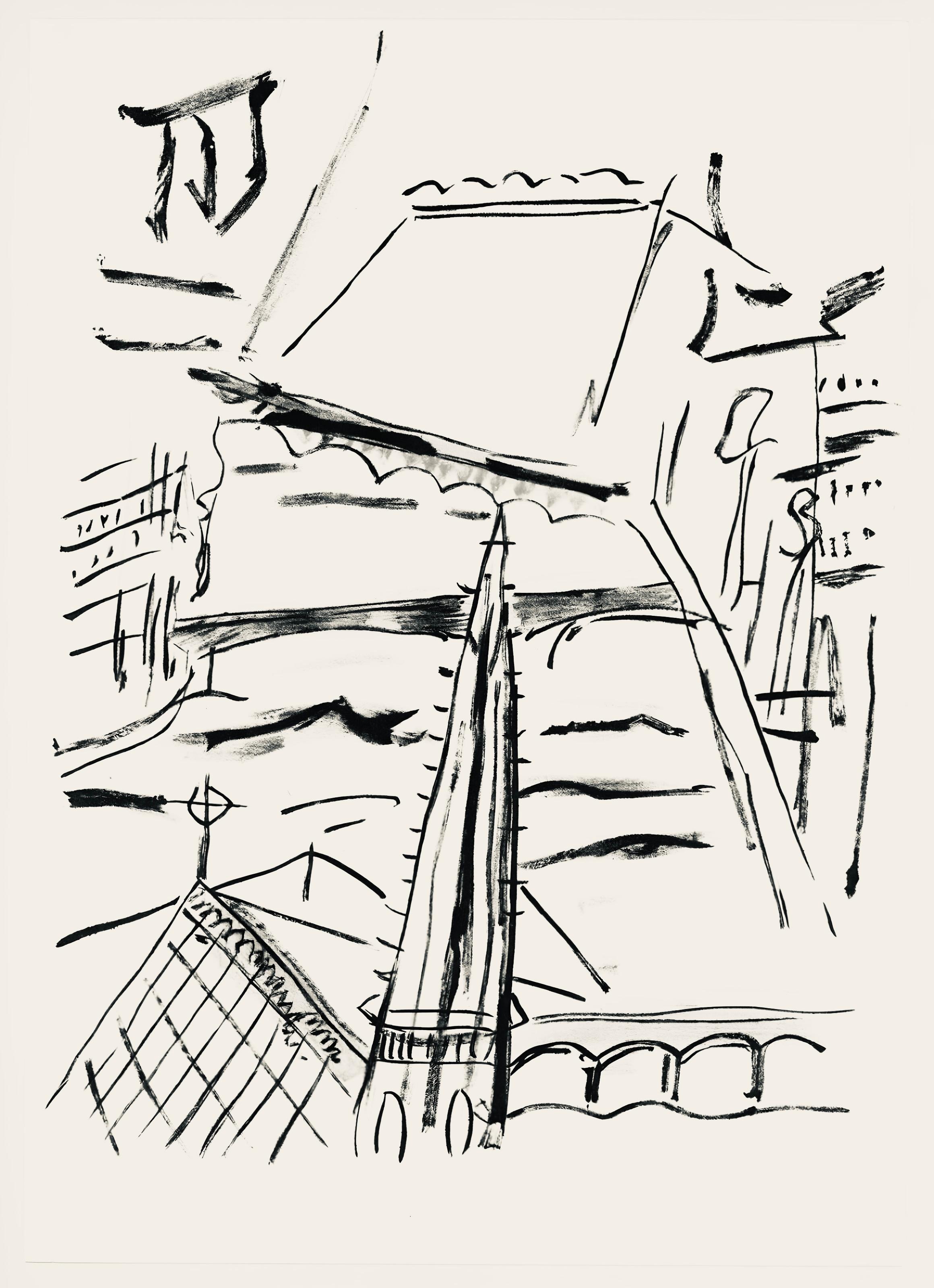 Lithographie sur papier vélin bouffant des Papeteries de Hauteville. Non signé et non numéroté, tel que publié. Bon état. Notes : Extrait de l'in-folio Fernand Léger mes voyages avec un poème d'aragon et des lithographies de l'auteur, 1970. Publié
