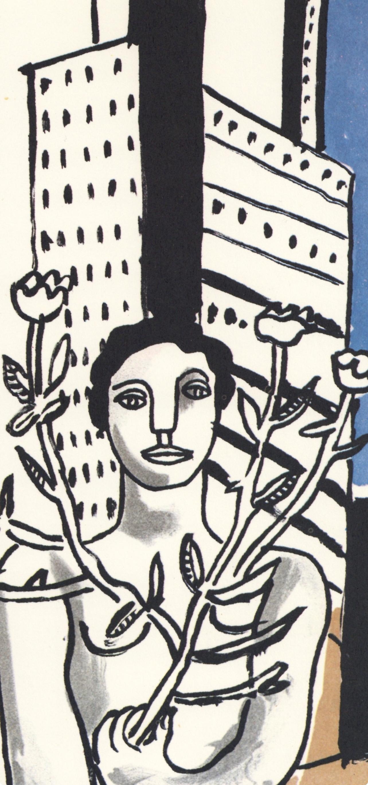 Lithograph on vélin bouffant des Papeteries de Hauteville paper. Unsigned and unnumbered, as issued. Good condition. Notes: From the folio, Fernand Léger mes voyages avec un poème d'aragon et des lithographies de l’auteur, 1970. Published by