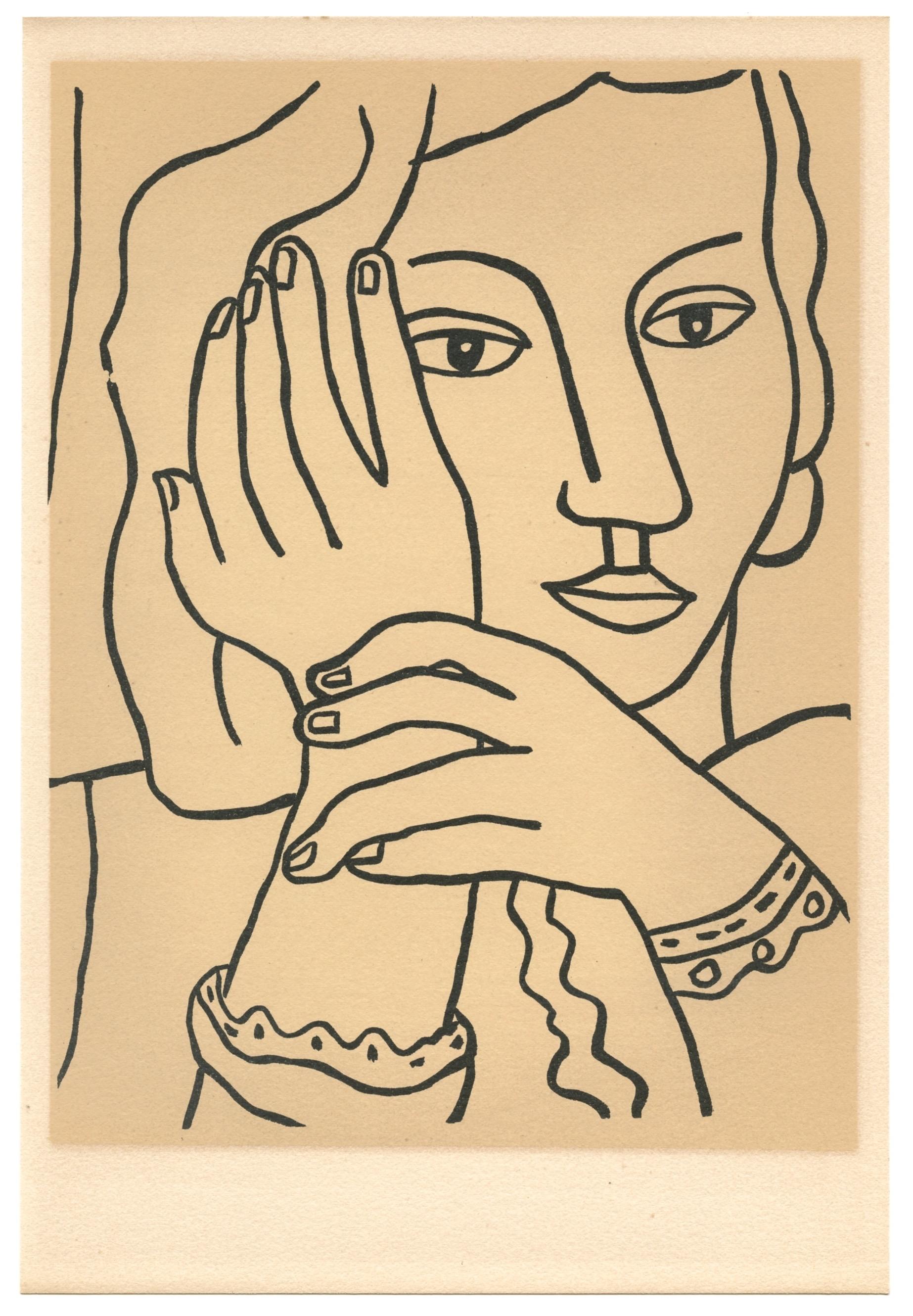 Léger, Composition, Mon ami Léger (after) - Orange Still-Life Print by Fernand Léger