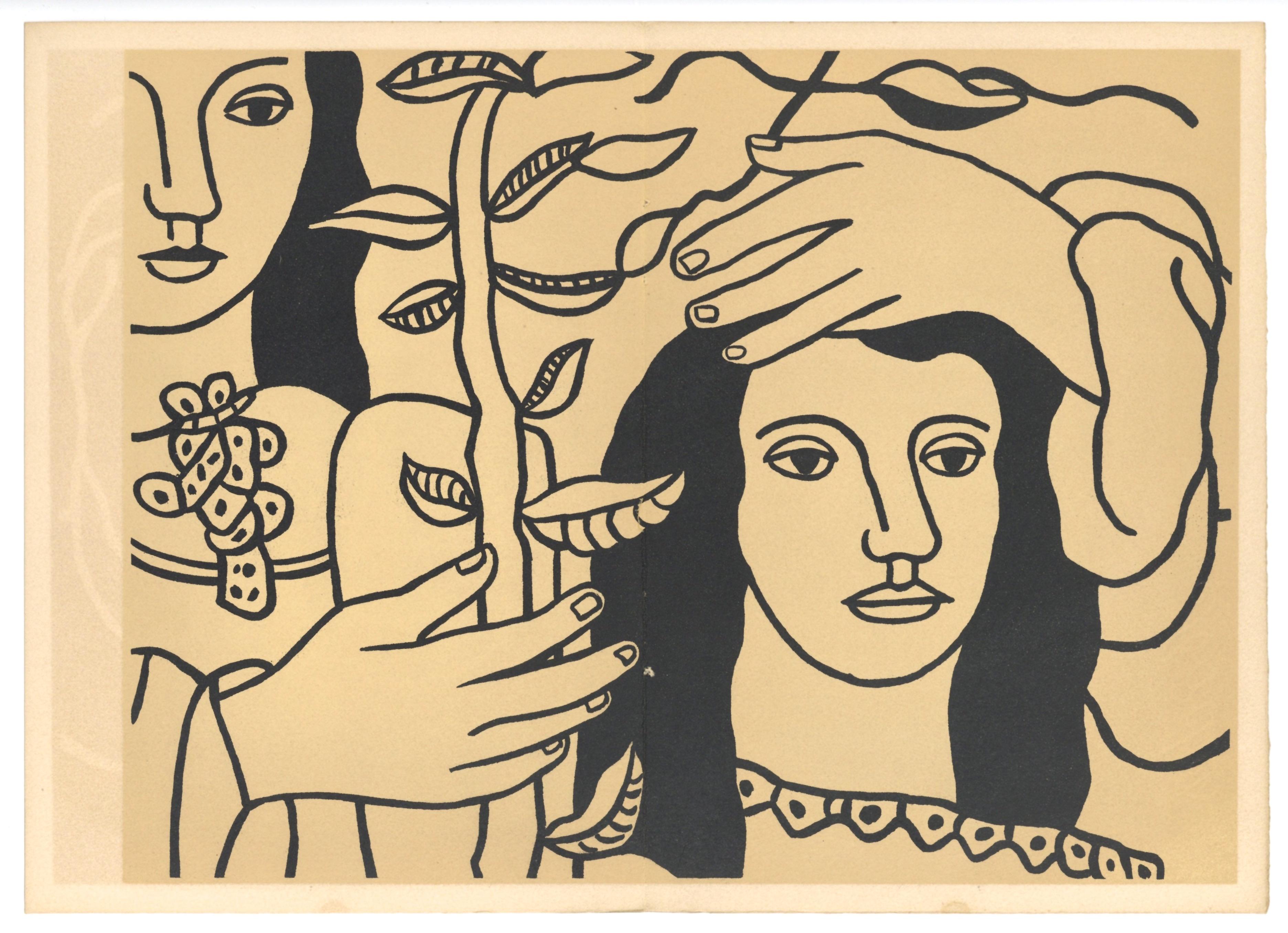 Léger, Composition, Mon ami Léger (after) - Orange Landscape Print by Fernand Léger
