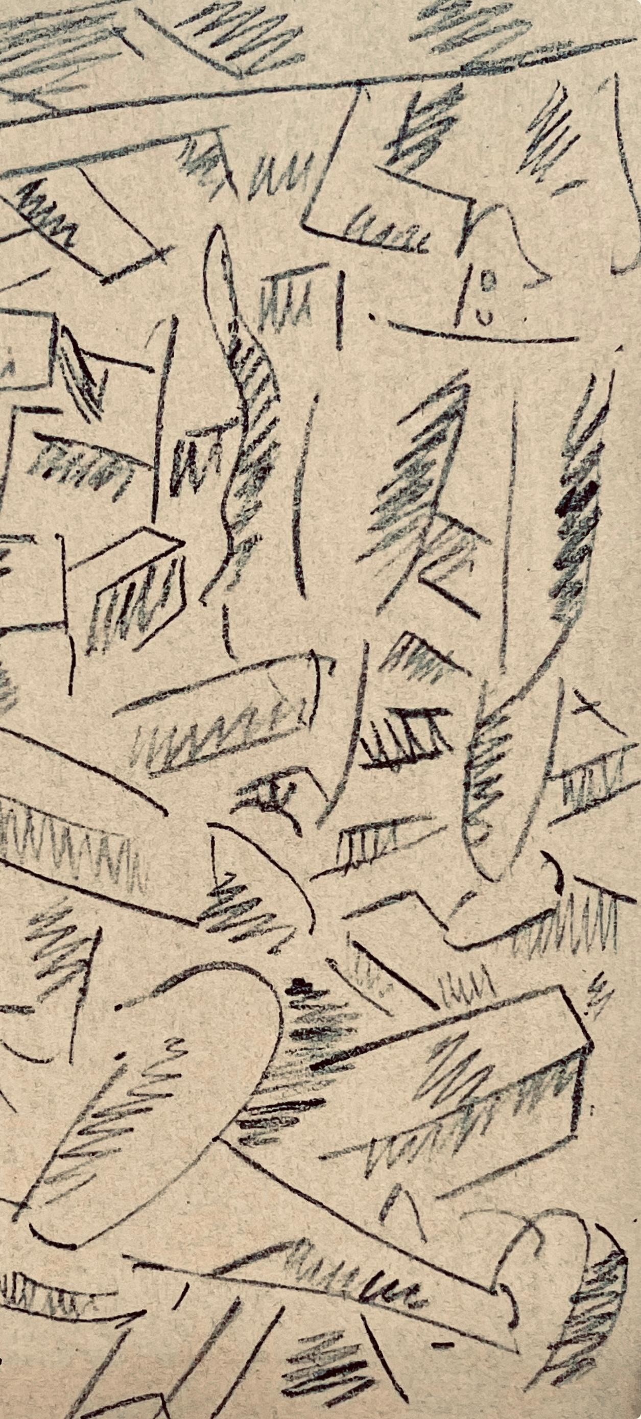 Léger, Deux soldats dans un abri, Dessins de Guerre 1915-16 (after) - Beige Figurative Print by Fernand Léger