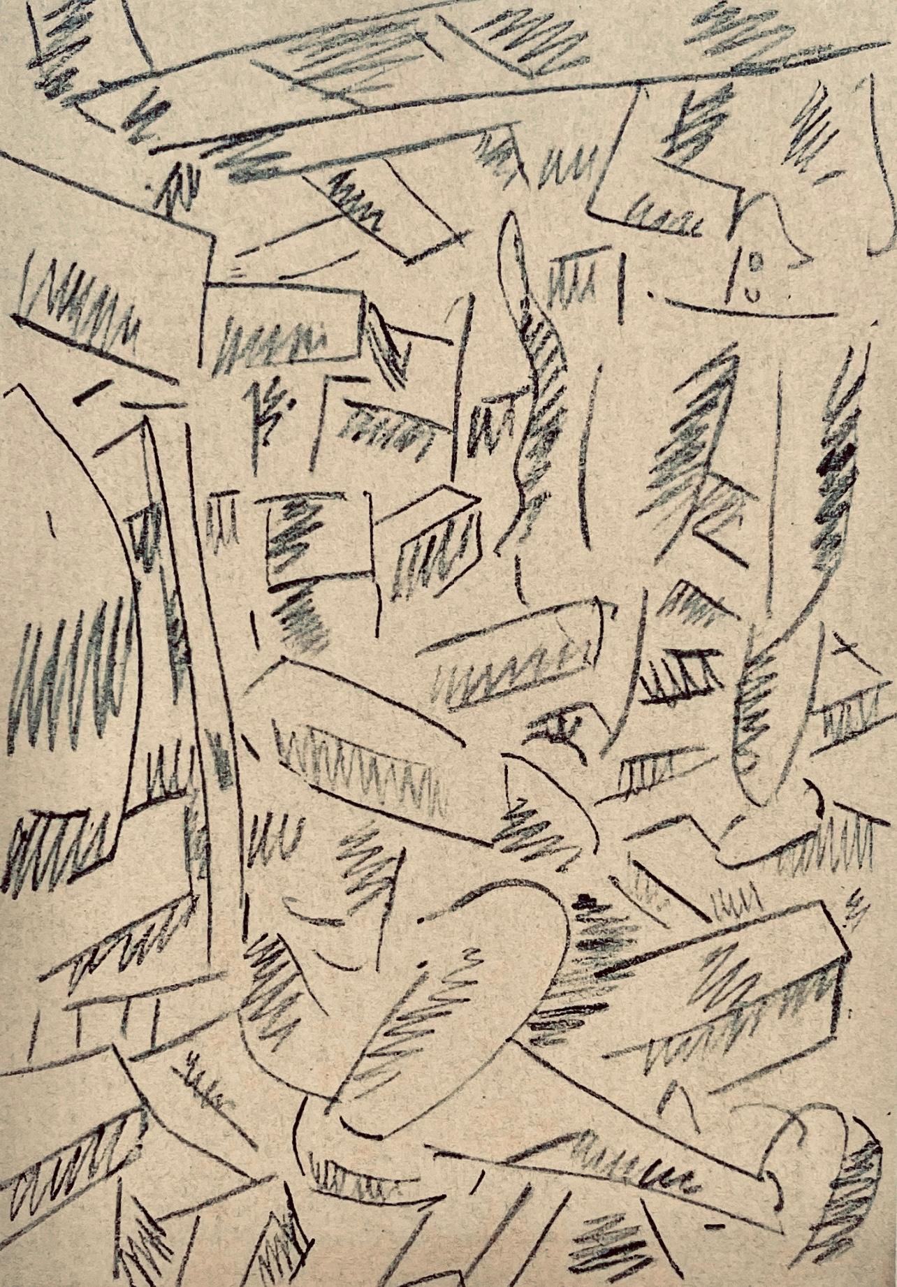 Fernand Léger Figurative Print - Léger, Deux soldats dans un abri, Dessins de Guerre 1915-16 (after)