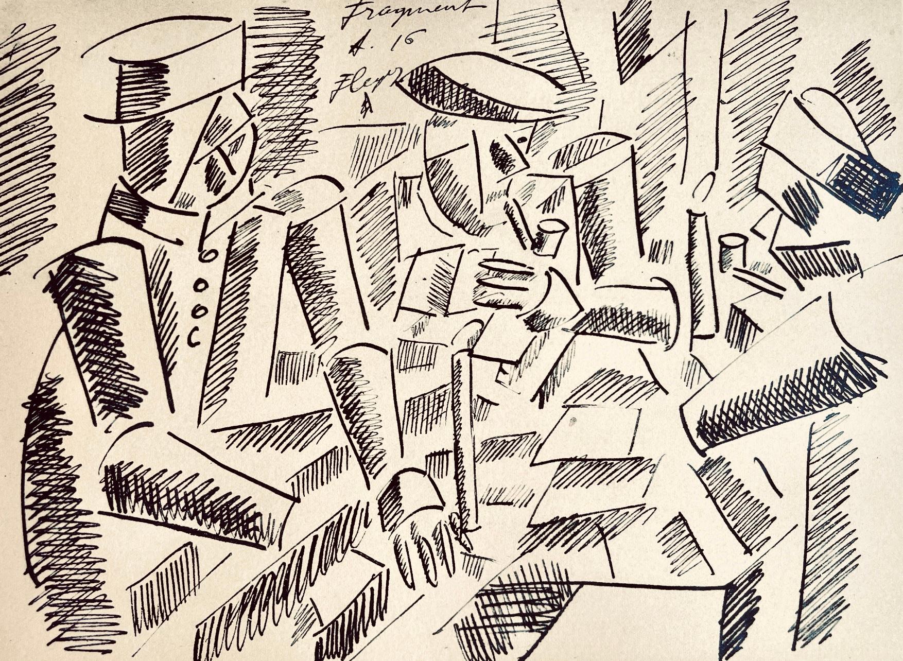 Fernand Léger Figurative Print - Léger, Étude pour "La Partie de Cartes", Dessins de Guerre 1915-16 (after)