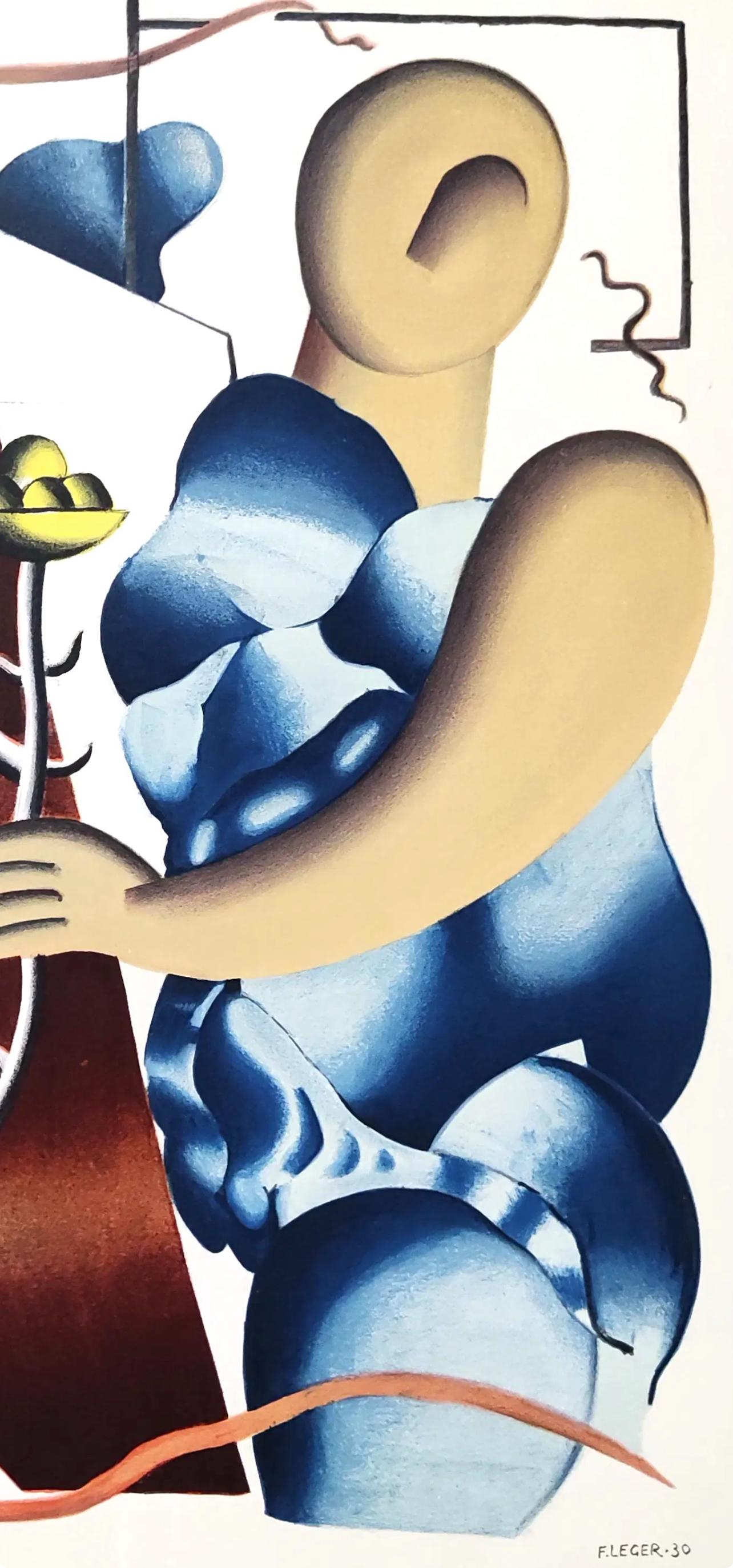 Léger, Femme tenant une fleur, Derrière le miroir (después) - Print de Fernand Léger