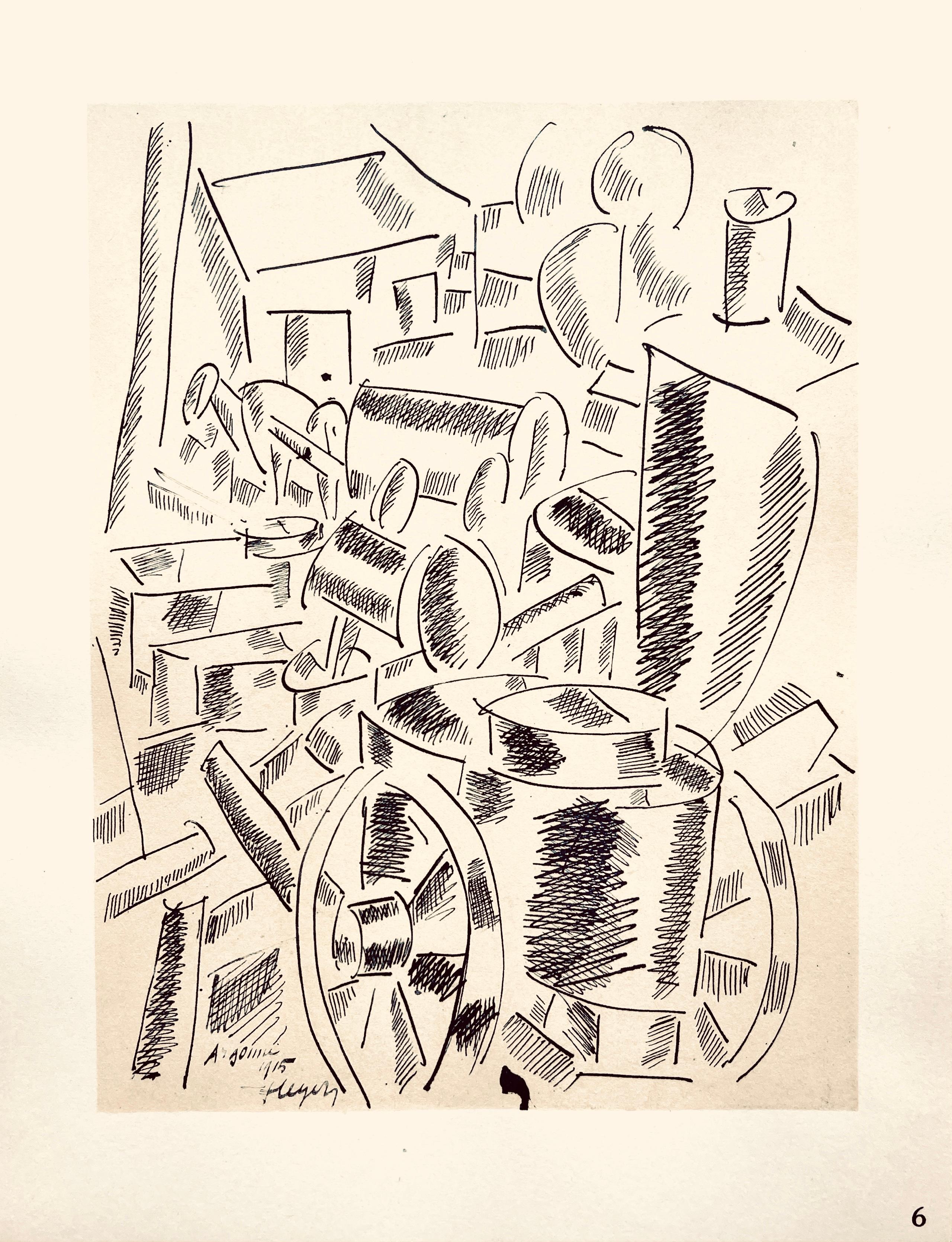 Lithographie, Schablone auf Velinpapier. Papierformat: 10 x 7,75 Zoll. Beschriftung: In der Platte signiert und nicht nummeriert, wie ausgegeben. Anmerkungen: Aus dem Folianten, Fernand Léger, Dessins de Guerre 1915-16, 1956. Herausgeber: Berggruen