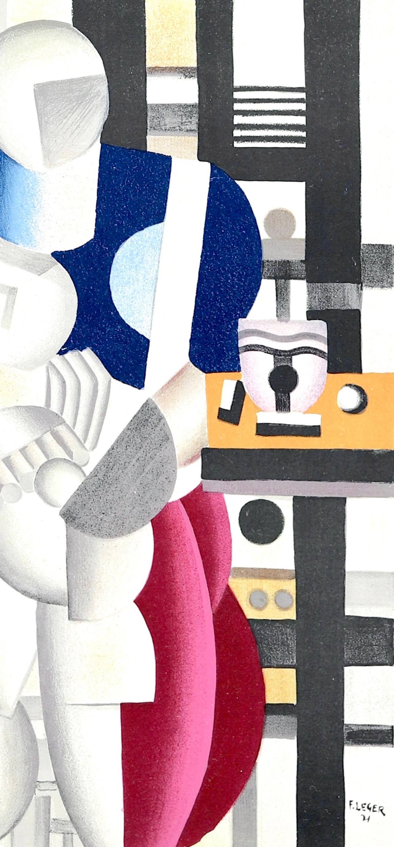 Léger, La Femme et l'Enfant, Derrière le miroir (después) - Still-Life Print Gris de Fernand Léger