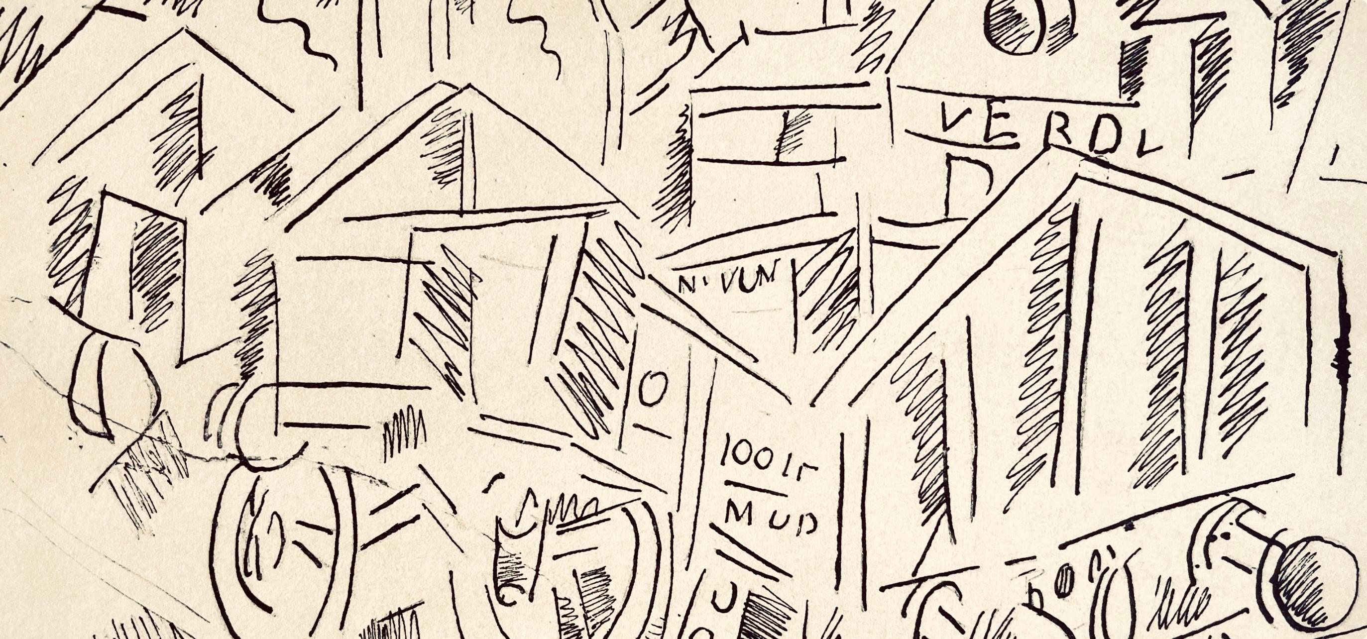 Léger, La gare de Verdun, Dessins de Guerre 1915-16 (after) - Cubist Print by Fernand Léger