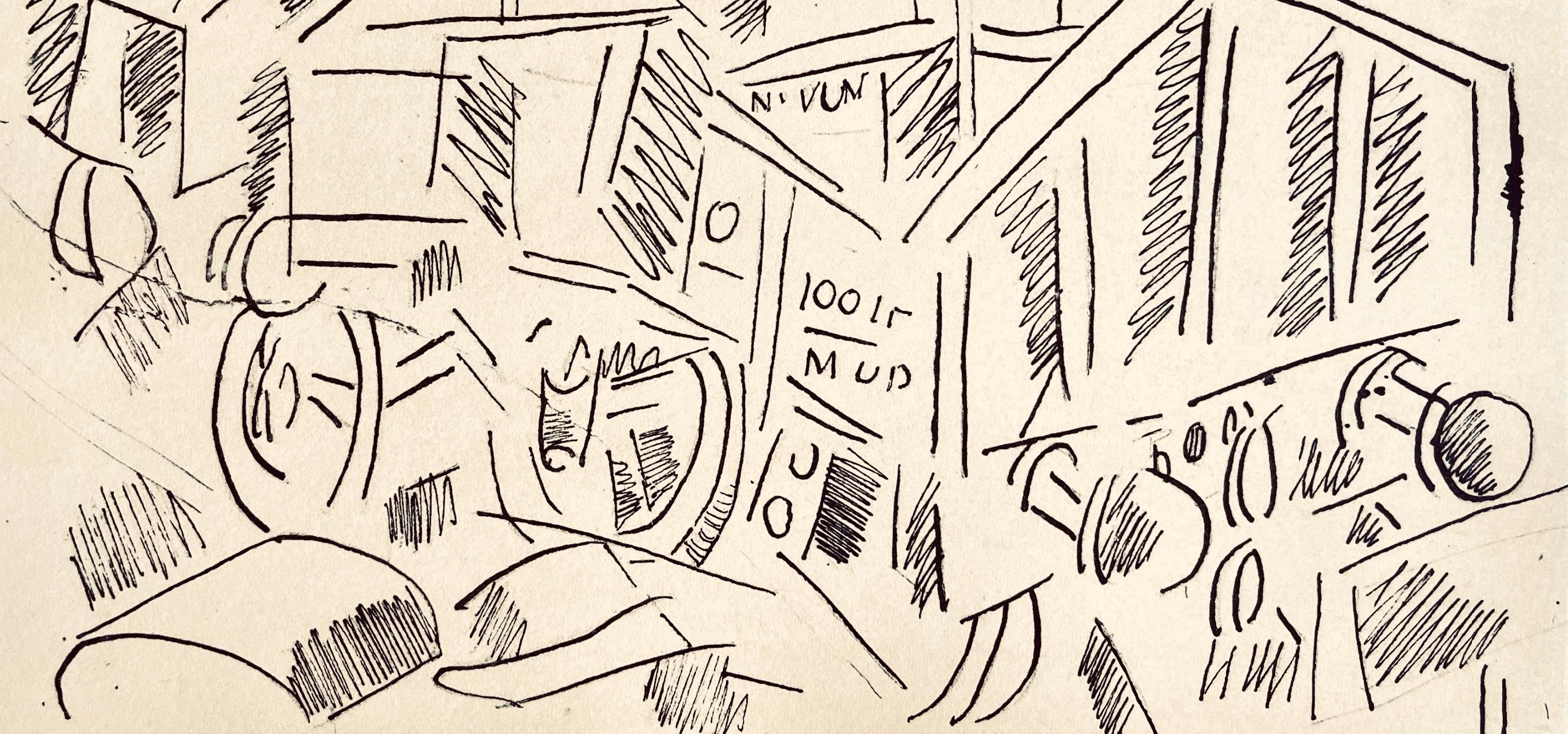Léger, La gare de Verdun, Dessins de Guerre 1915-16 (after) - White Figurative Print by Fernand Léger