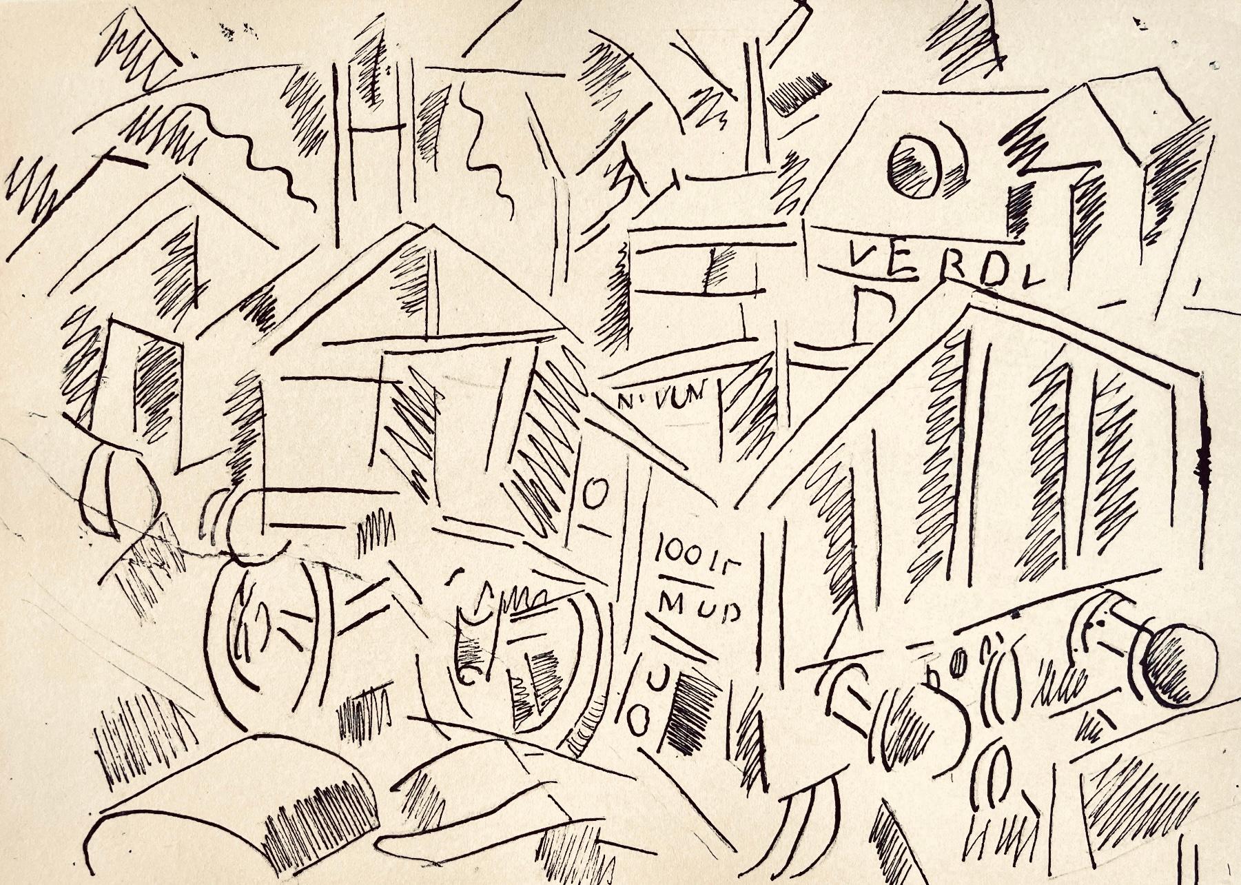 Fernand Léger Figurative Print - Léger, La gare de Verdun, Dessins de Guerre 1915-16 (after)