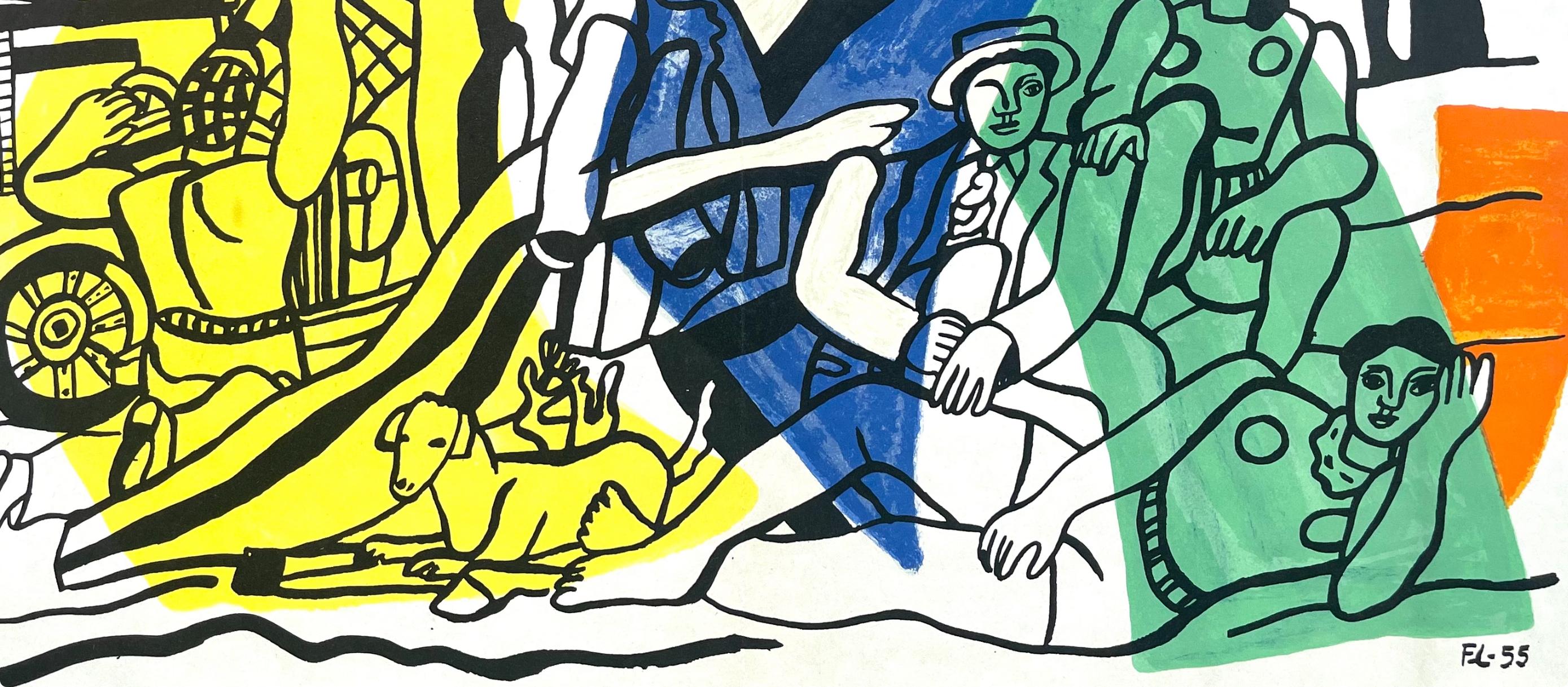 Léger, La partie de campagne, Derrière le miroir (après) - Noir Figurative Print par Fernand Léger