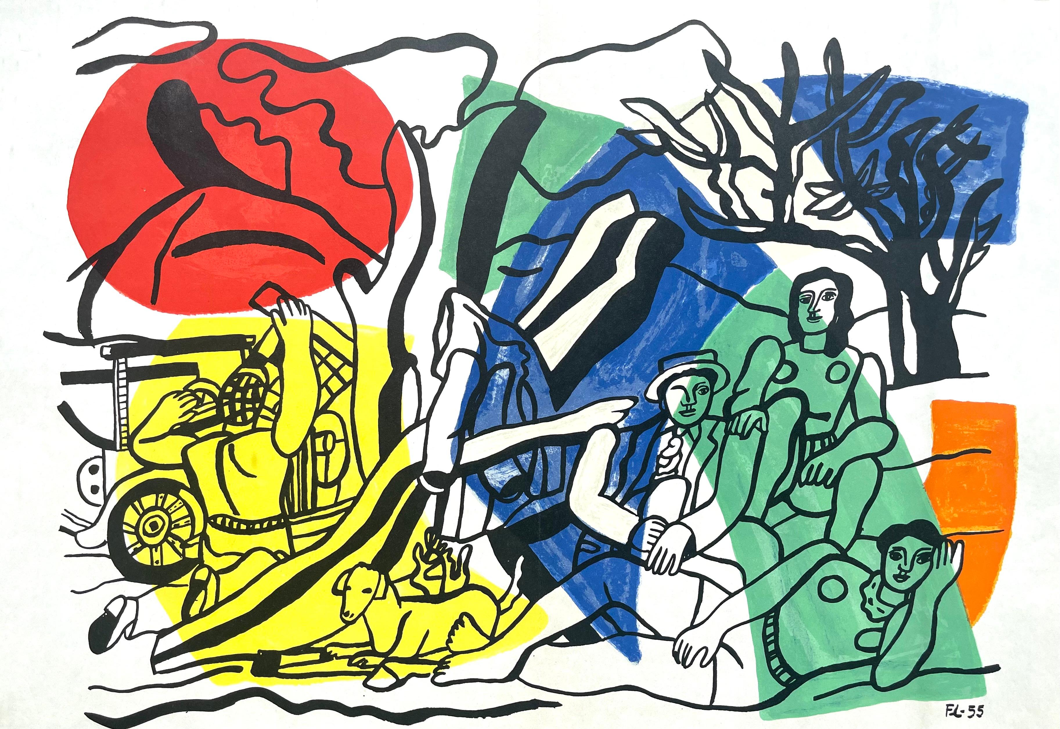 Figurative Print Fernand Léger - Léger, La partie de campagne, Derrière le miroir (après)