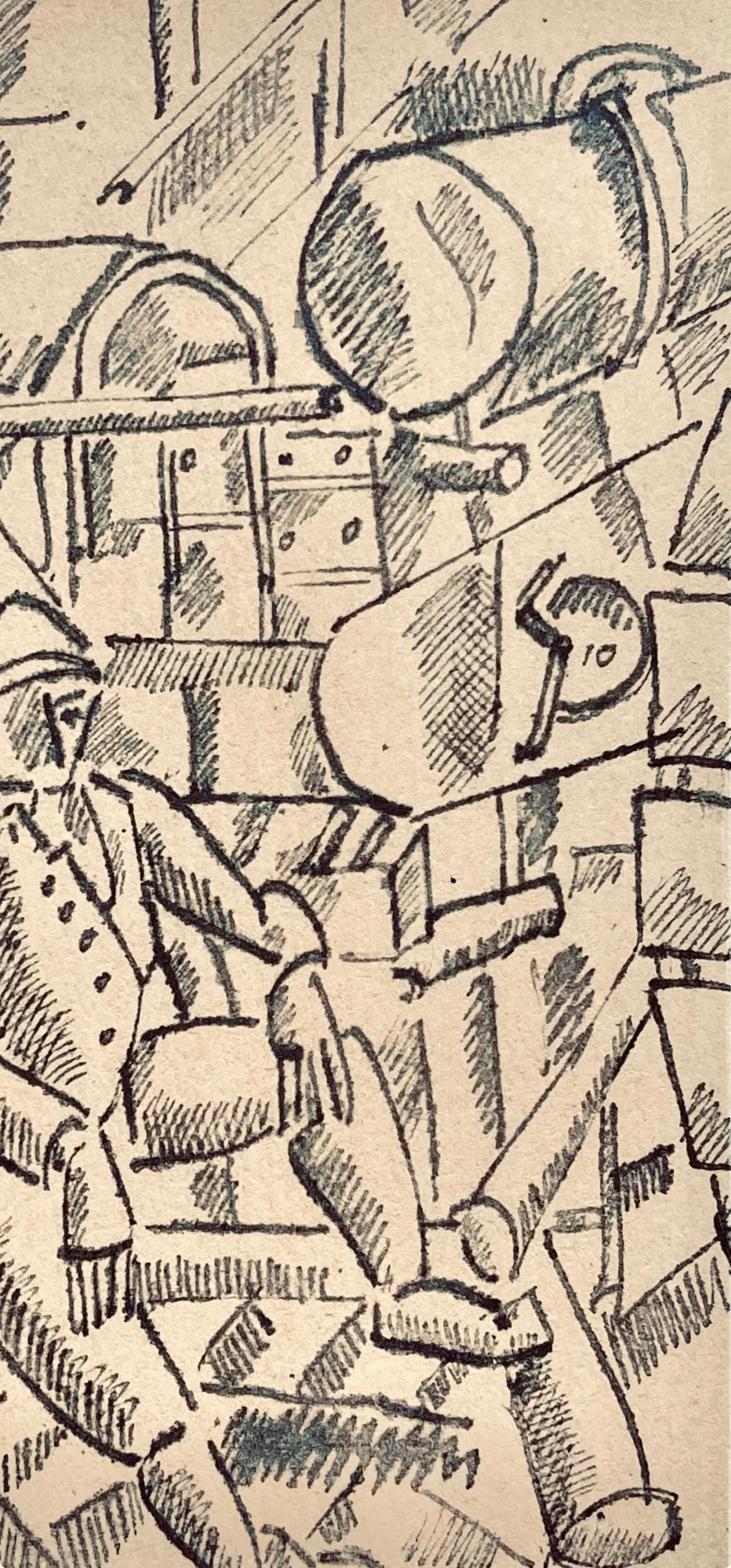 Léger, Le 100 de Marine, Dessins de Guerre 1915-16 (after) - Beige Figurative Print by Fernand Léger