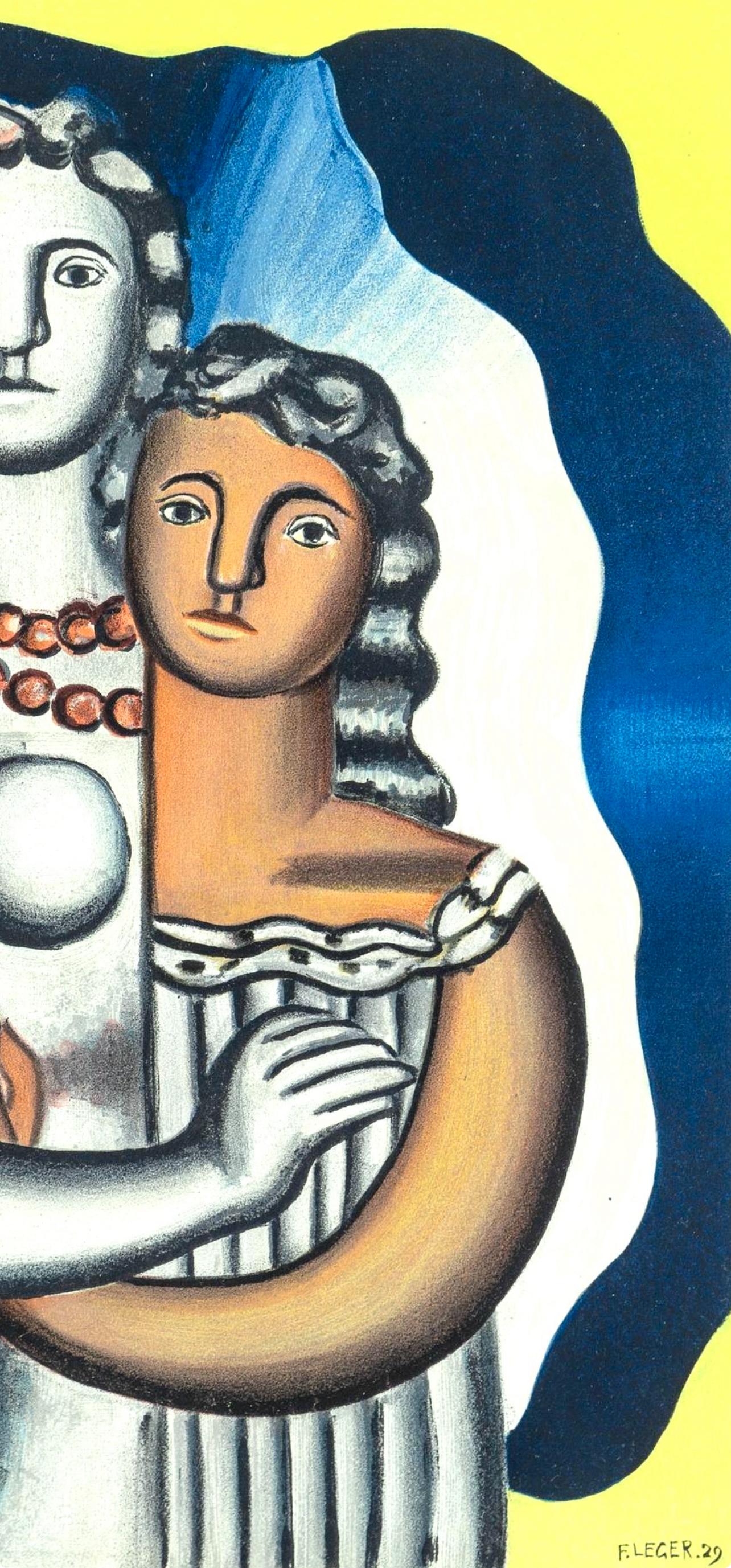 Léger, Le deux figures, Derrière le miroir (después) - Landscape Print Beige de Fernand Léger