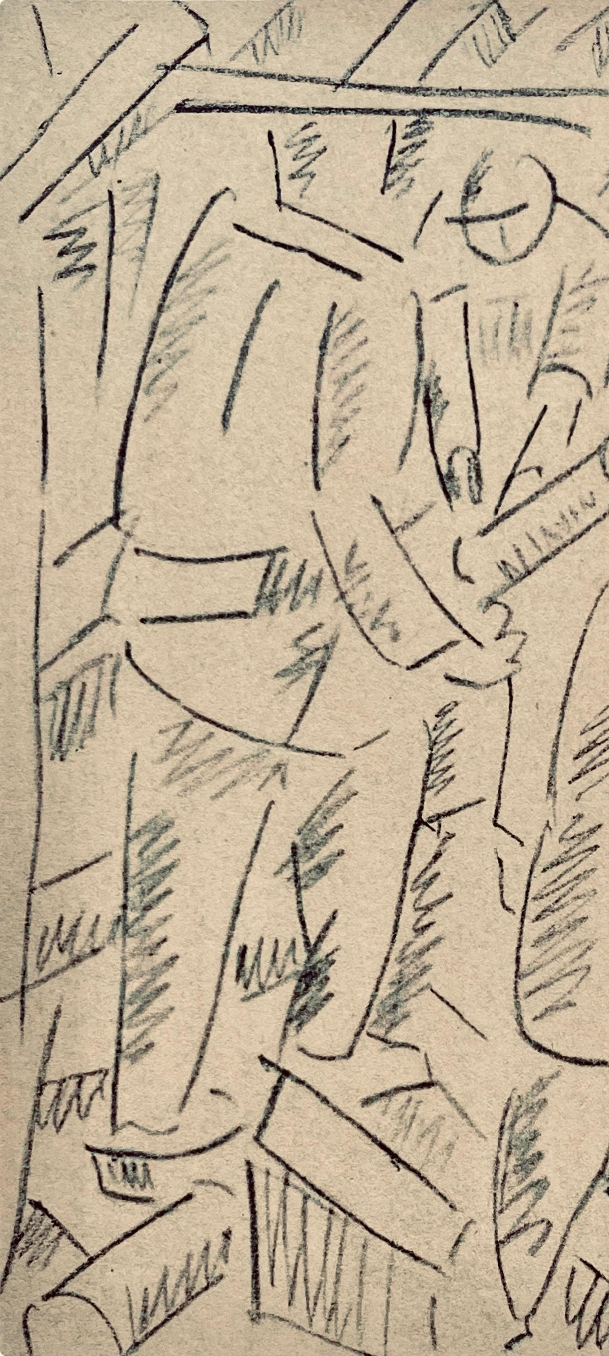 Léger, Les Foreurs, Dessins de Guerre 1915-16 (after) - Cubist Print by Fernand Léger