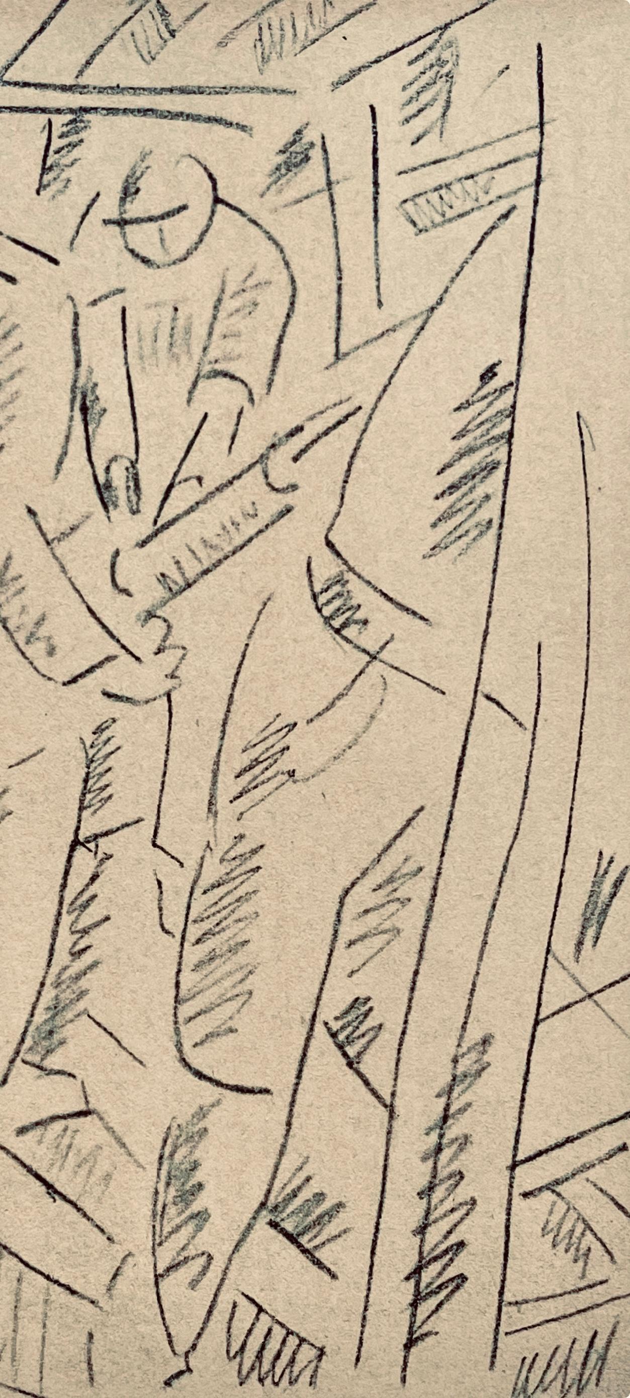 Léger, Les Foreurs, Dessins de Guerre 1915-16 (after) - Beige Landscape Print by Fernand Léger