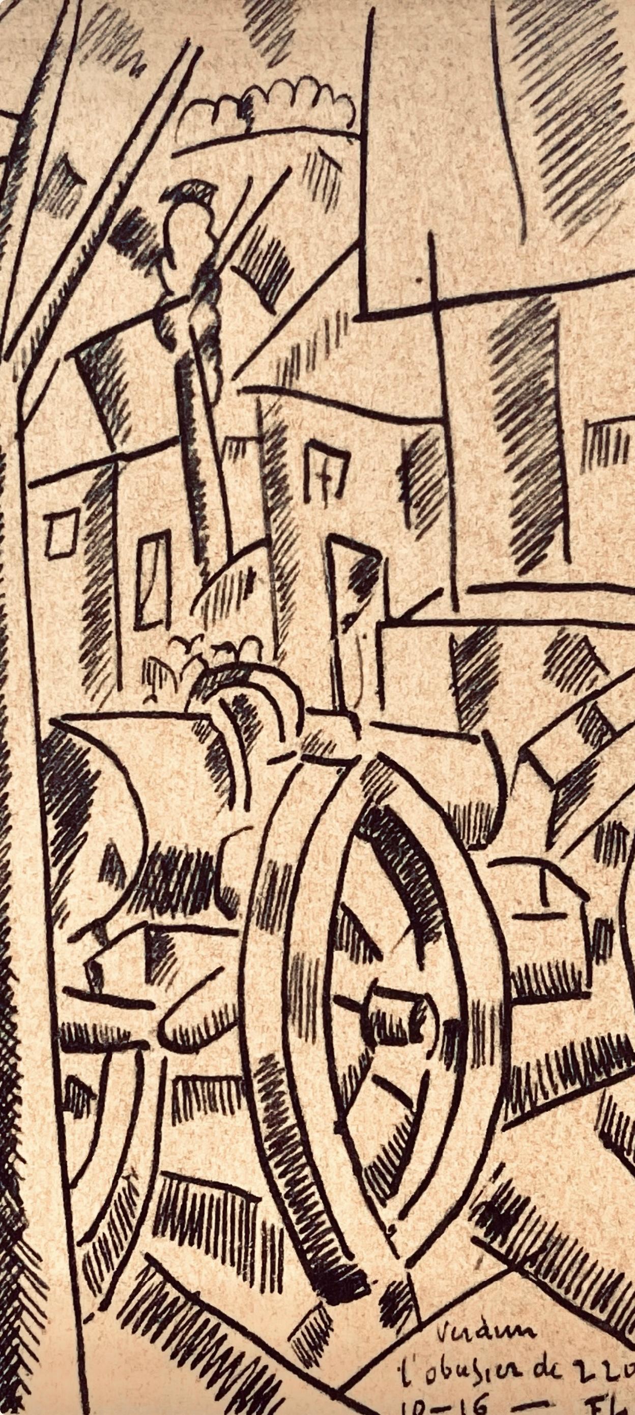 Léger, L'Obusier de 220, Dessins de Guerre 1915-16 (after) - Cubist Print by Fernand Léger