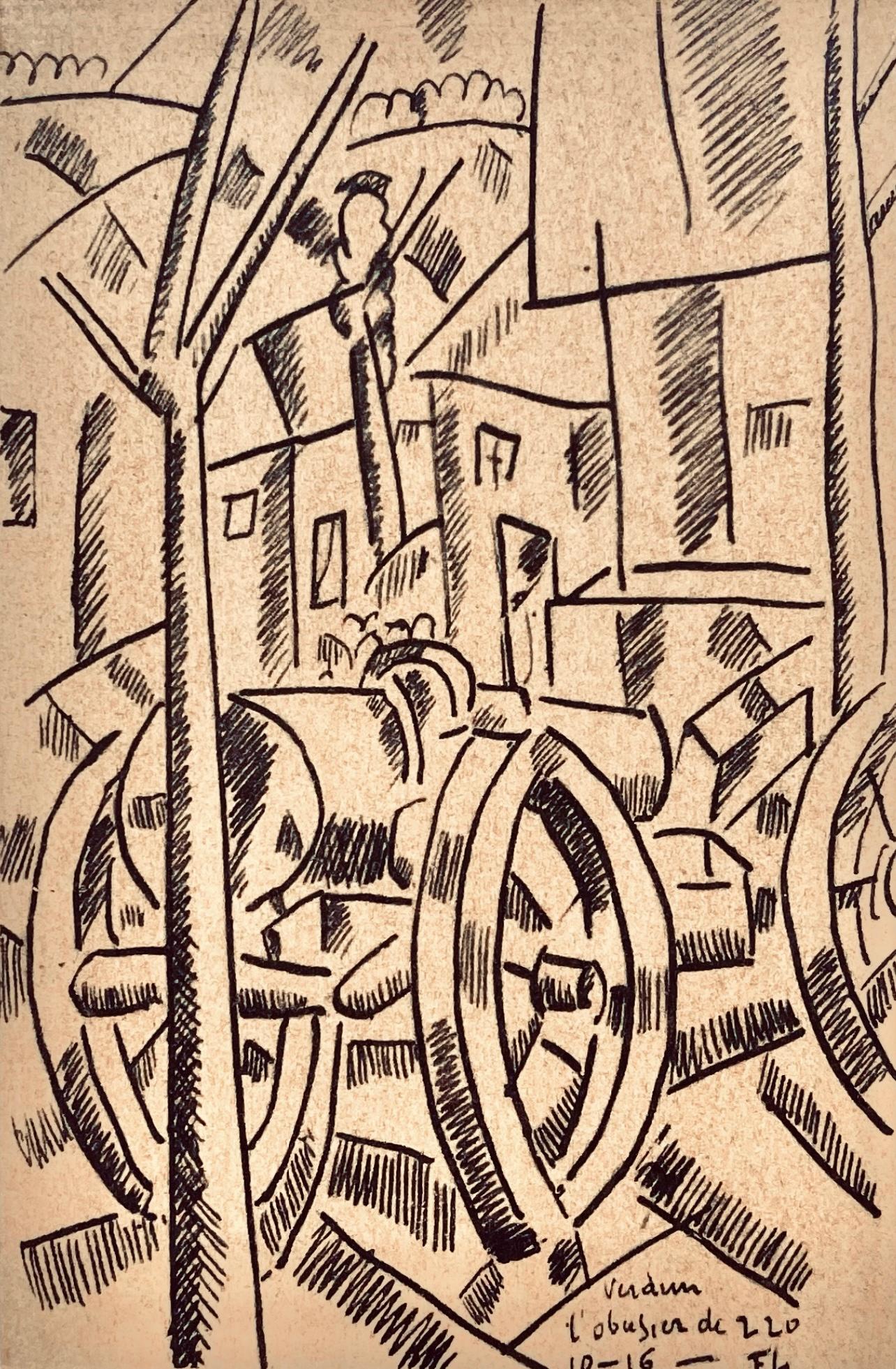 Fernand Léger Figurative Print - Léger, L'Obusier de 220, Dessins de Guerre 1915-16 (after)