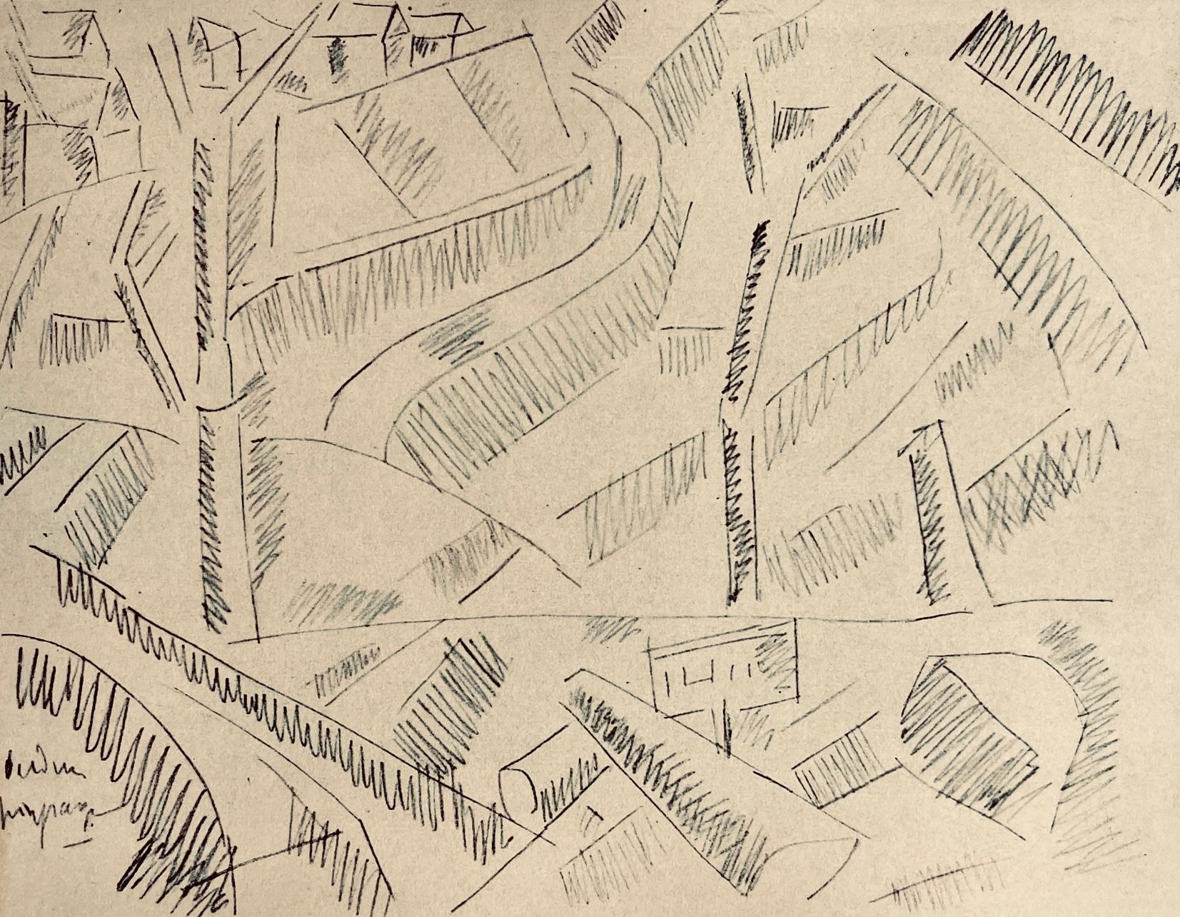 Fernand Léger Landscape Print - Léger, Paysage à Verdun, Dessins de Guerre 1915-16 (after)