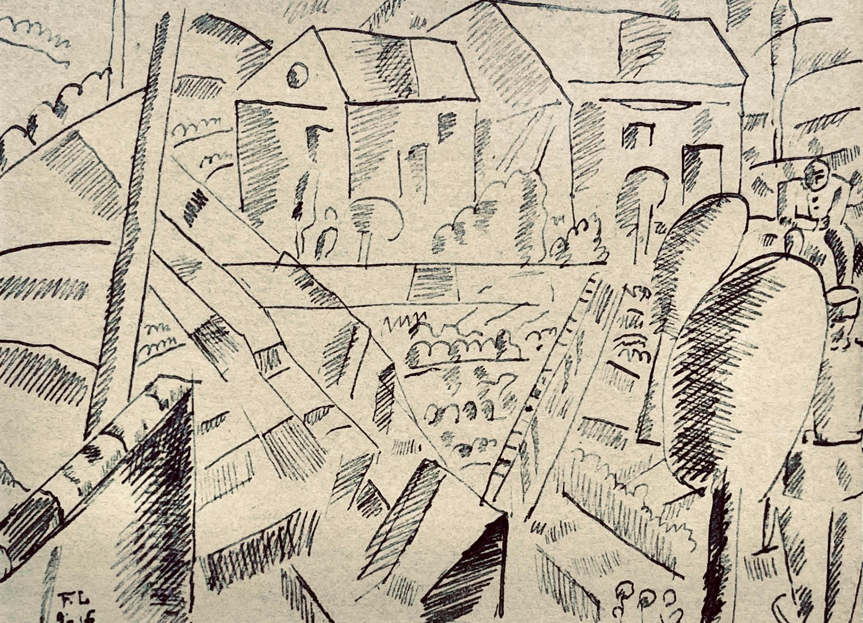 Fernand Léger Landscape Print - Léger, Paysage en Argonne, Dessins de Guerre 1915-16 (after)