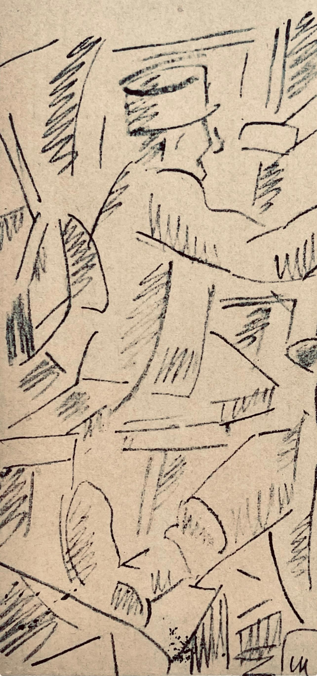 Léger, Soldats au repos, Dessins de Guerre 1915-16 (after) - Beige Landscape Print by Fernand Léger