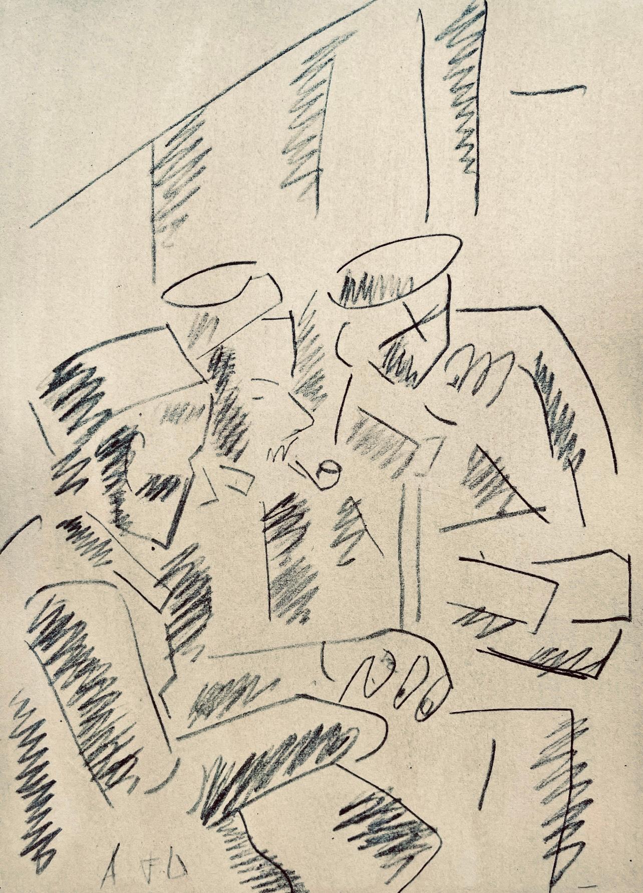 Fernand Léger Figurative Print - Léger, Soldats au repos, Dessins de Guerre 1915-16 (after)