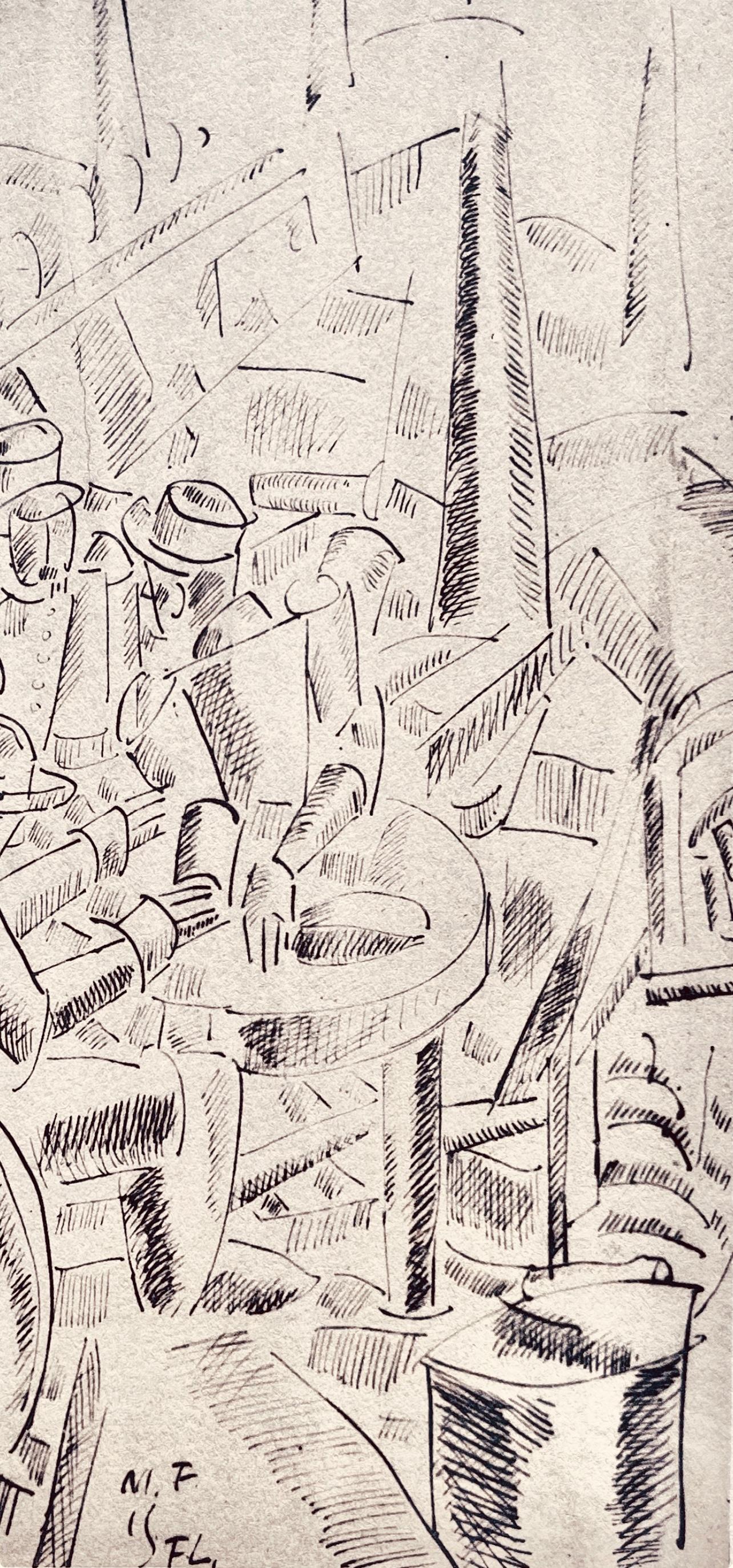 Léger, Soldats dans un abri, Dessins de Guerre 1915-16 (after) - Beige Landscape Print by Fernand Léger