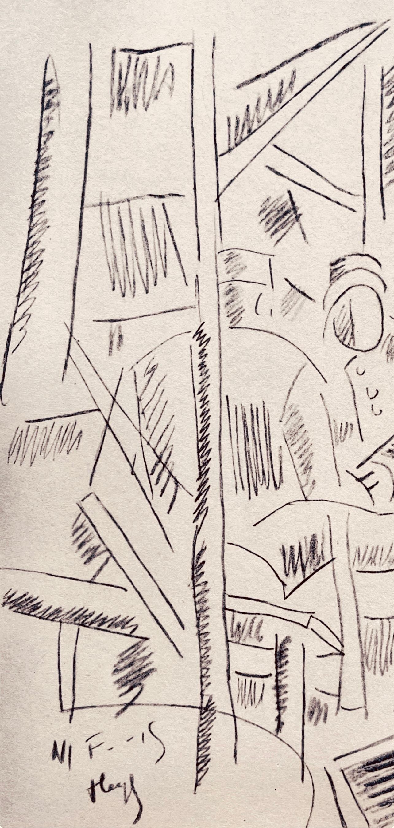 Léger, Soldats dans un abri, Dessins de Guerre 1915-16 (after) - Beige Landscape Print by Fernand Léger