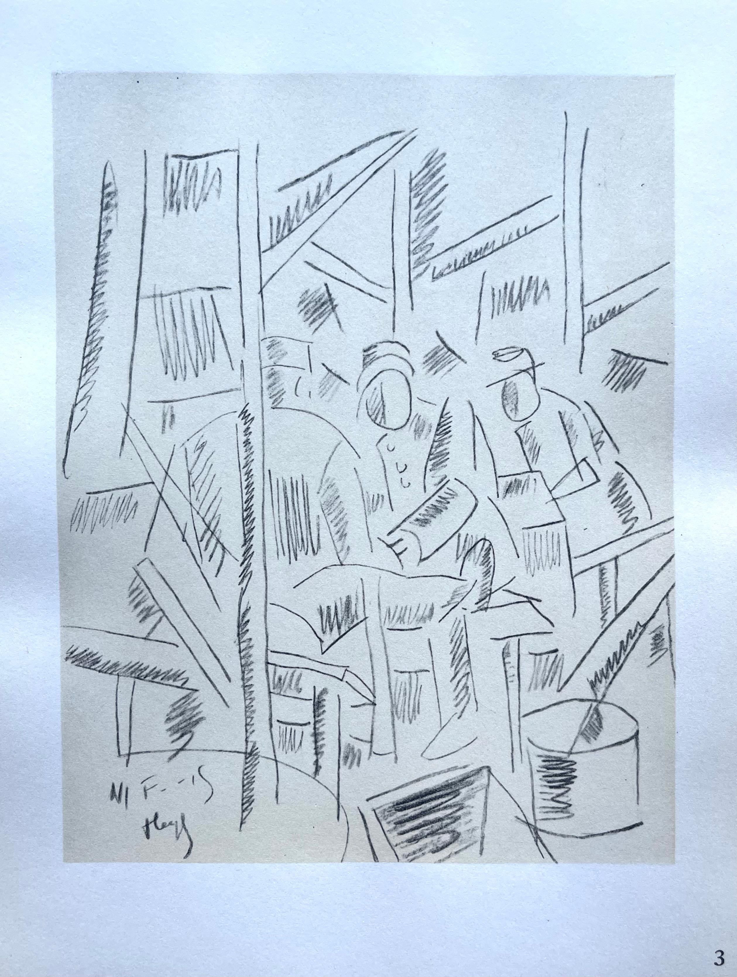 Léger, Soldats dans un Abri, Fernand Léger : Dessins de Guerre (d'après) en vente 4