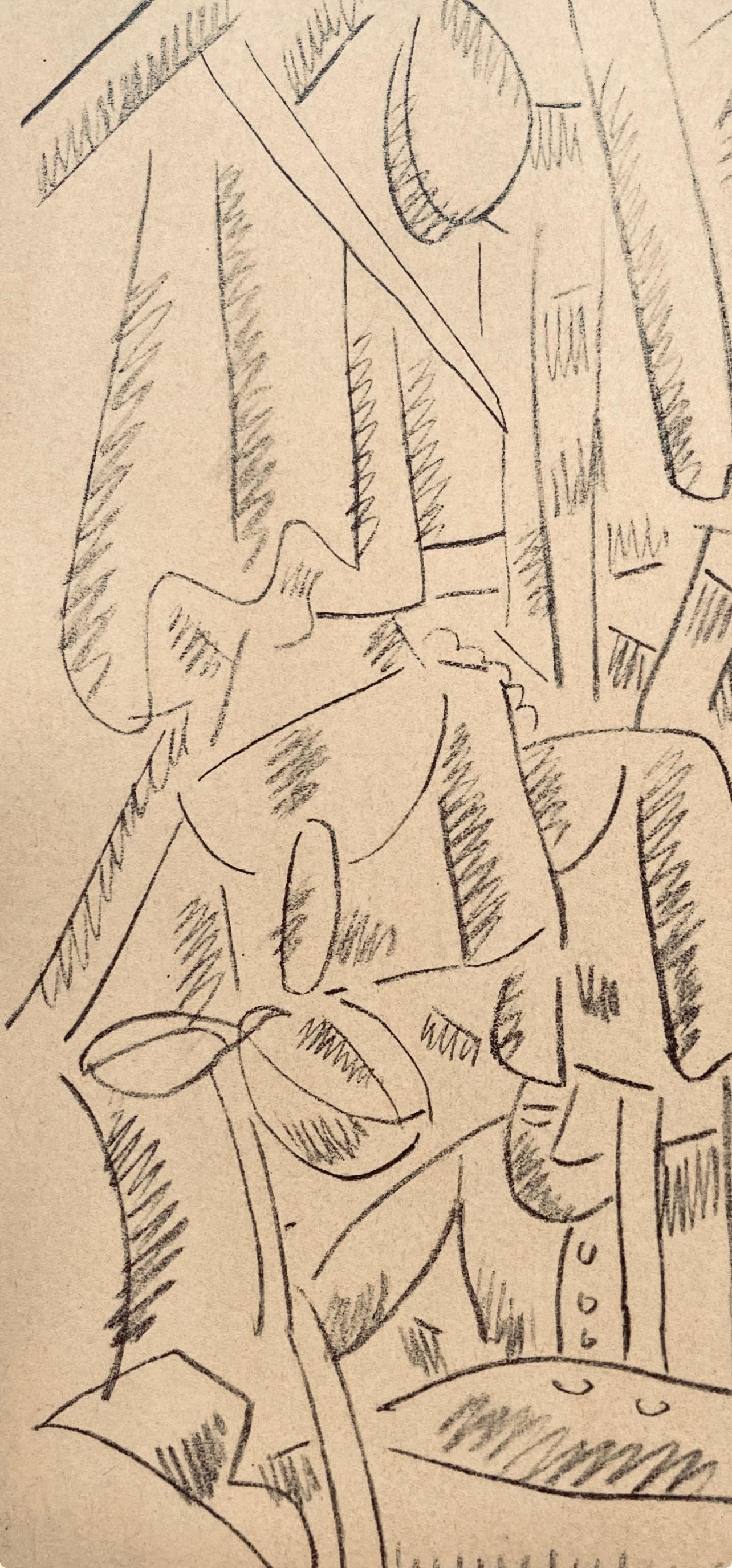 Léger, Soldats dans une maison en ruines, Dessins de Guerre 1915-16 (after) - Beige Figurative Print by Fernand Léger