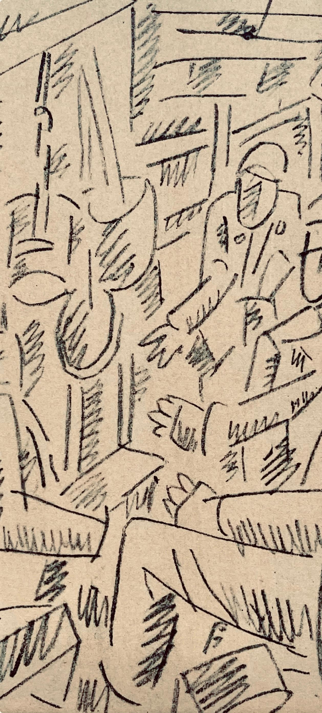 Léger, Soldats jouant aux cartes, Dessins de Guerre 1915-16 (after) - Cubist Print by Fernand Léger