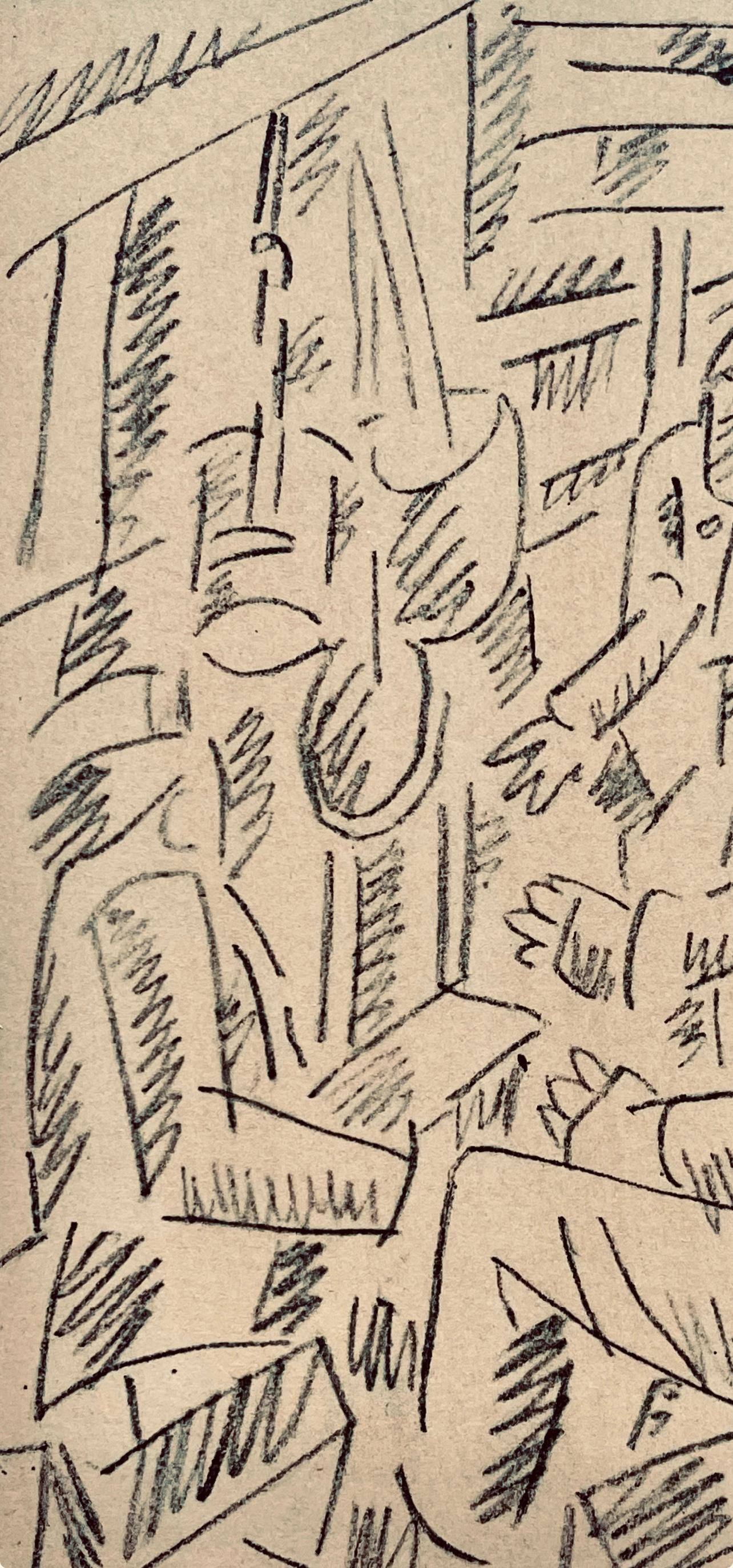 Léger, Soldats jouant aux cartes, Dessins de Guerre 1915-16 (after) - Beige Figurative Print by Fernand Léger