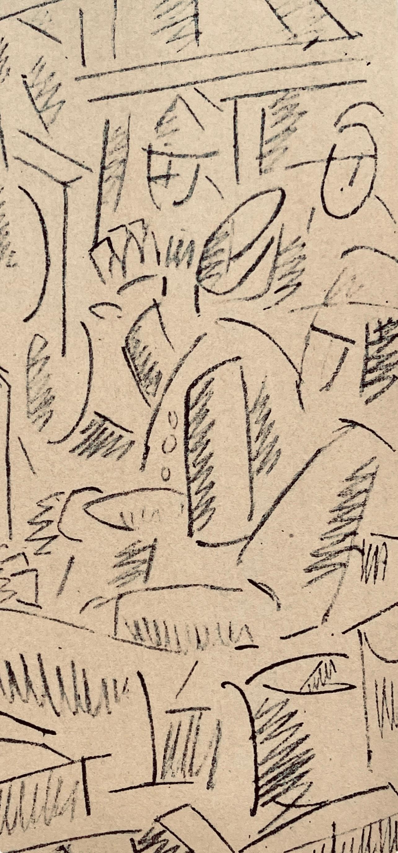 Léger, Soldats jouant aux cartes, Dessins de Guerre 1915-16 (after) - Beige Figurative Print by Fernand Léger