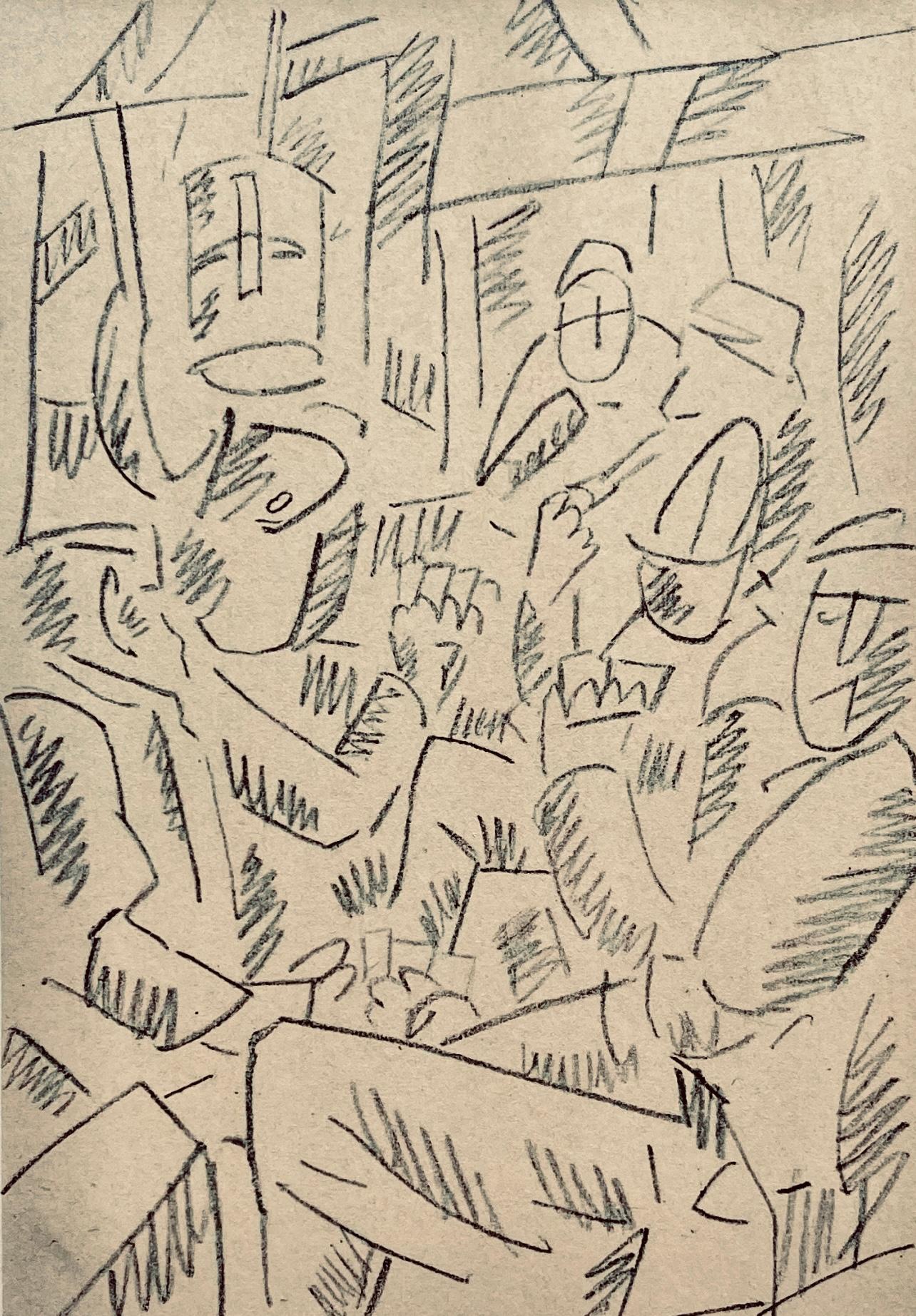 Fernand Léger Figurative Print - Léger, Soldats jouant aux cartes, Dessins de Guerre 1915-16 (after)