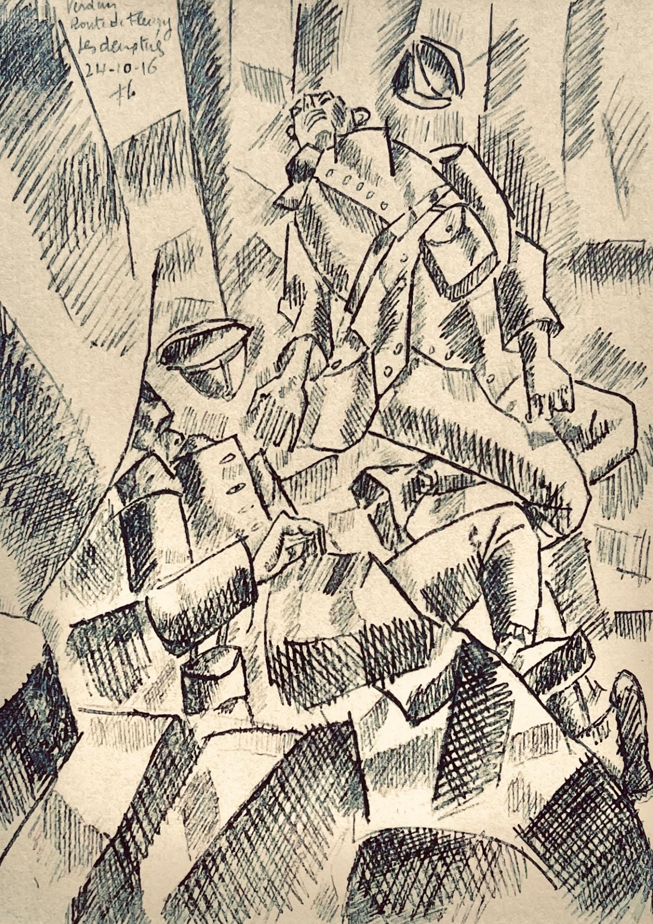 Fernand Léger Figurative Print - Léger, Sur la Route de Fleury: Les Deux Tués, Dessins de Guerre (after)
