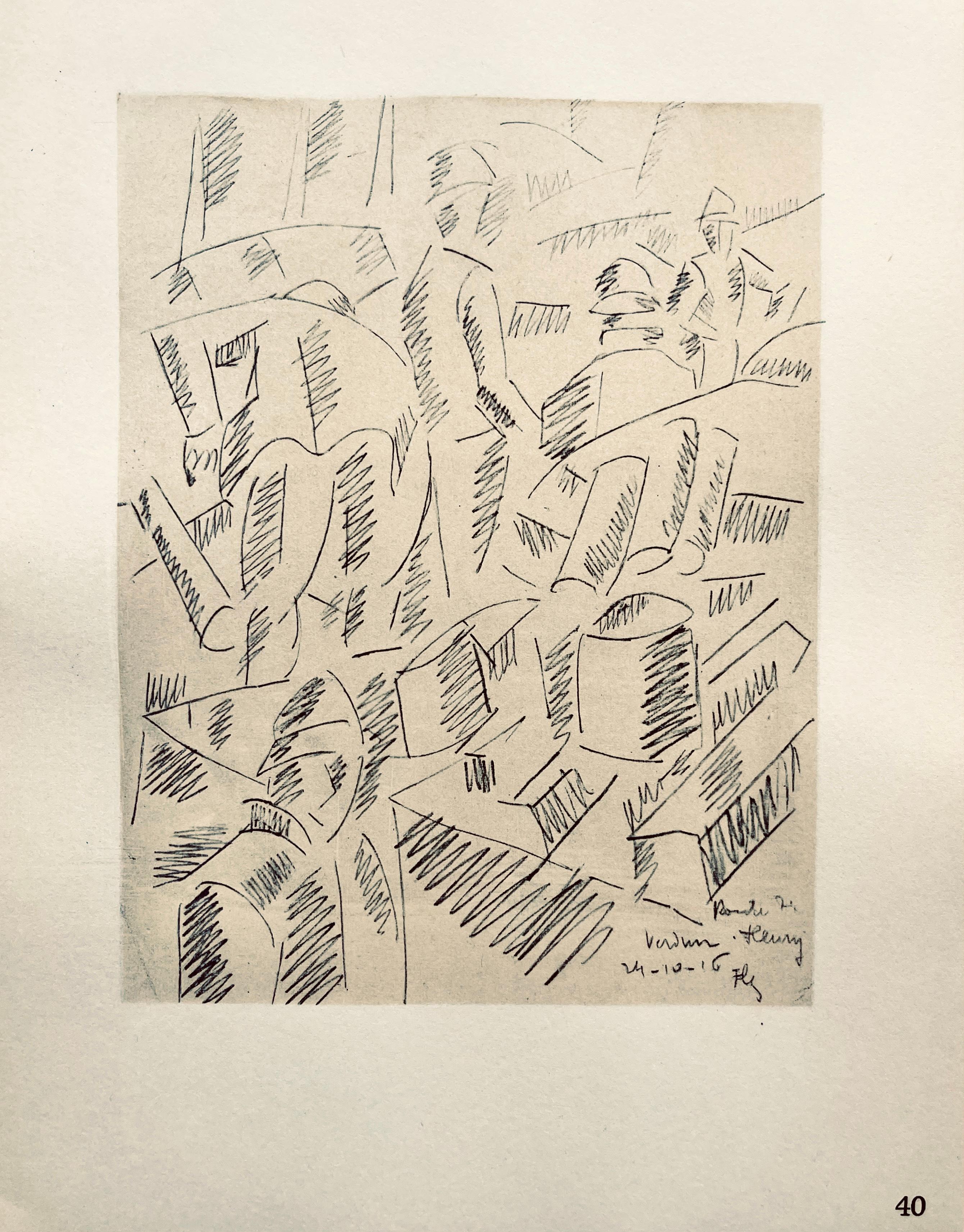 Litografia, stencil su carta vélin. Formato carta: 10 x 7,75 pollici. Iscrizione: Firmata nel piatto e non numerata, come da edizione. Note: Dal volume Fernand Léger, Dessins de Guerre 1915-16, 1956. Pubblicato da Berggruen & Cie, Parigi; stampato