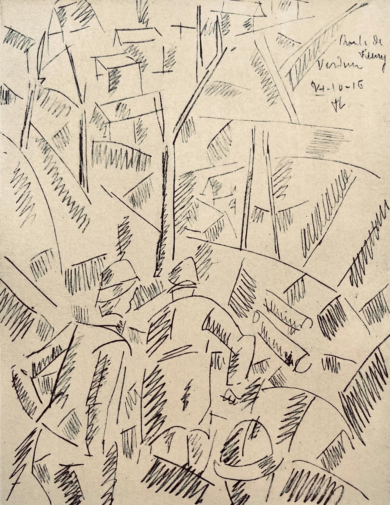 Fernand Léger Figurative Print - Léger, Sur la Route de Fleury: Sapeurs au Travail, Dessins de Guerre (after)