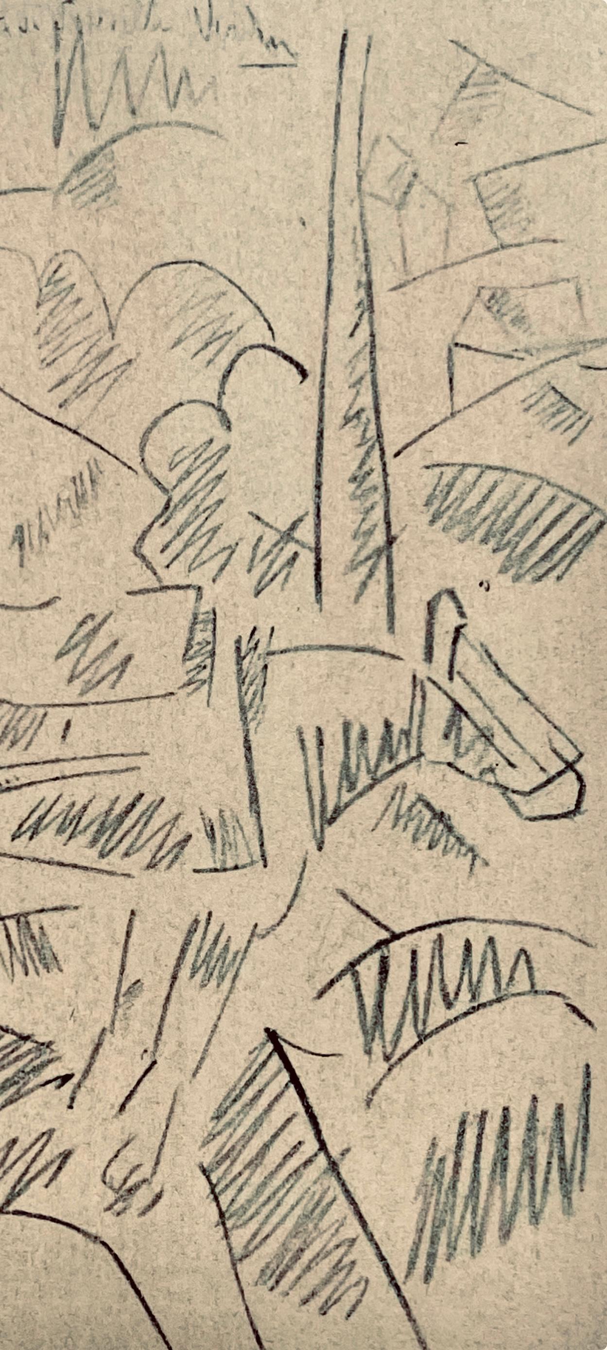 Léger, Sur la Route de Souville, Dessins de Guerre 1915-16 (after) - Beige Landscape Print by Fernand Léger