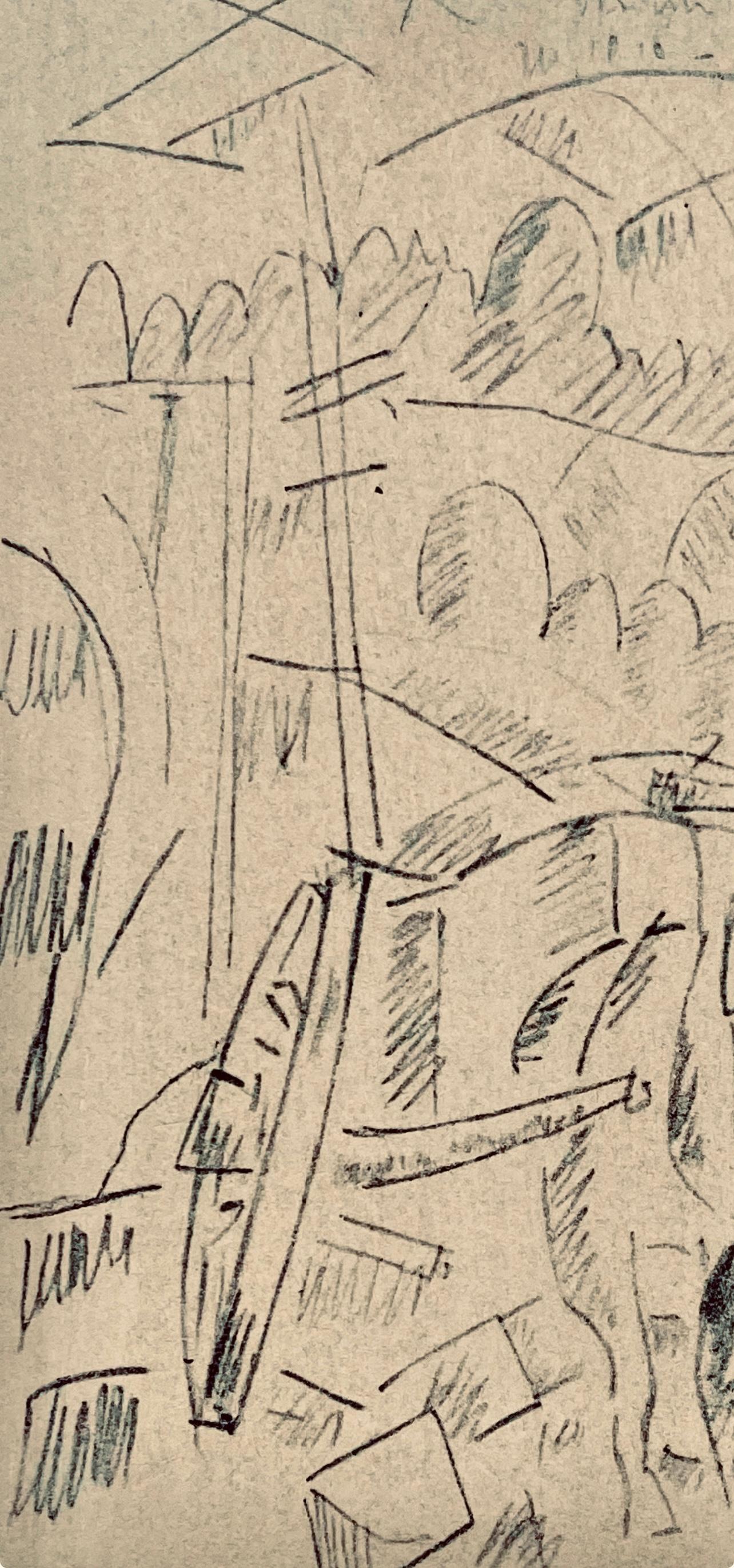 Léger, Sur la Route de Souville, Dessins de Guerre 1915-16 (after) - Beige Landscape Print by Fernand Léger
