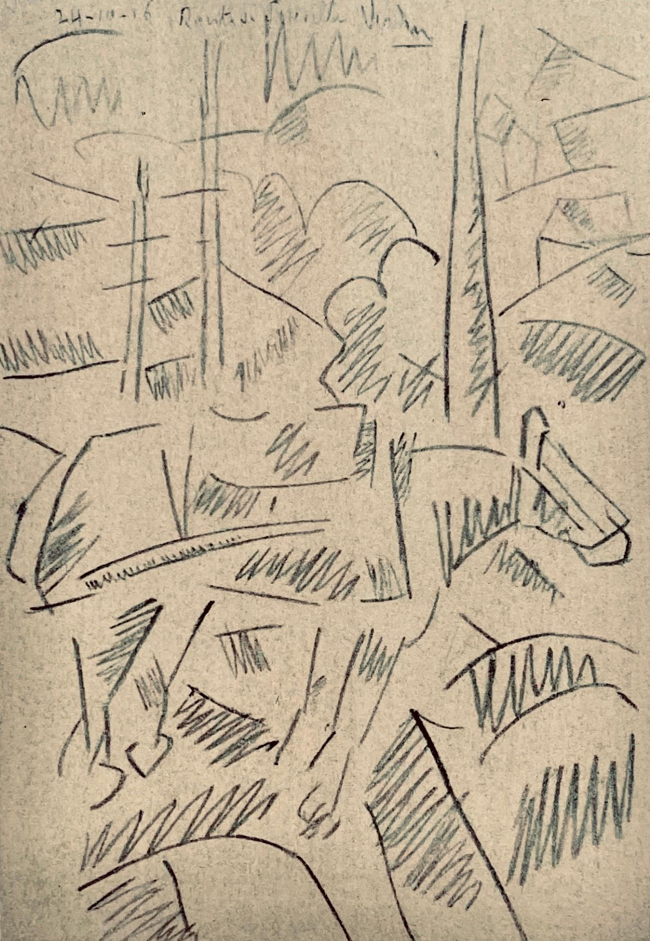 Fernand Léger Landscape Print - Léger, Sur la Route de Souville, Dessins de Guerre 1915-16 (after)