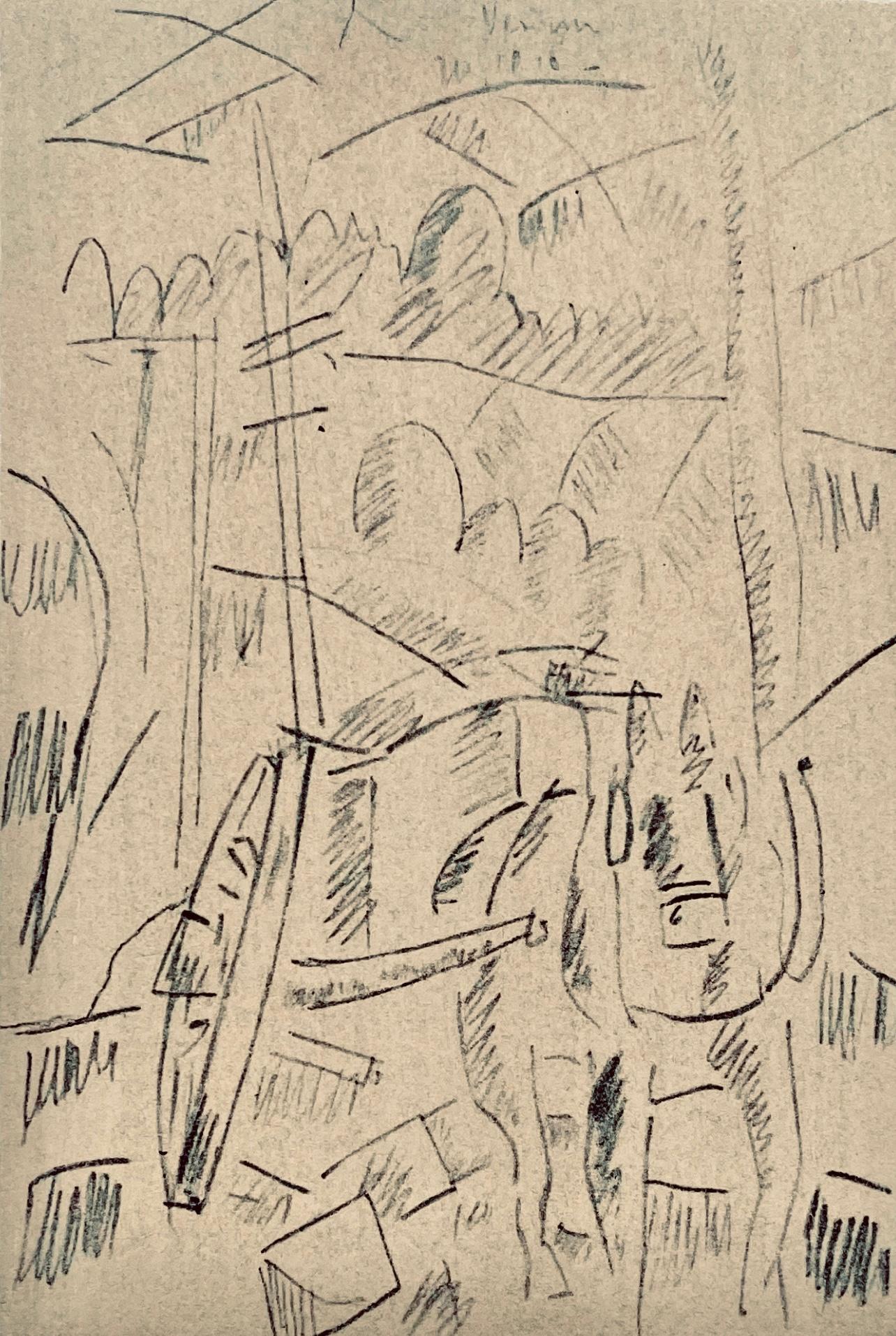 Fernand Léger Landscape Print - Léger, Sur la Route de Souville, Dessins de Guerre 1915-16 (after)