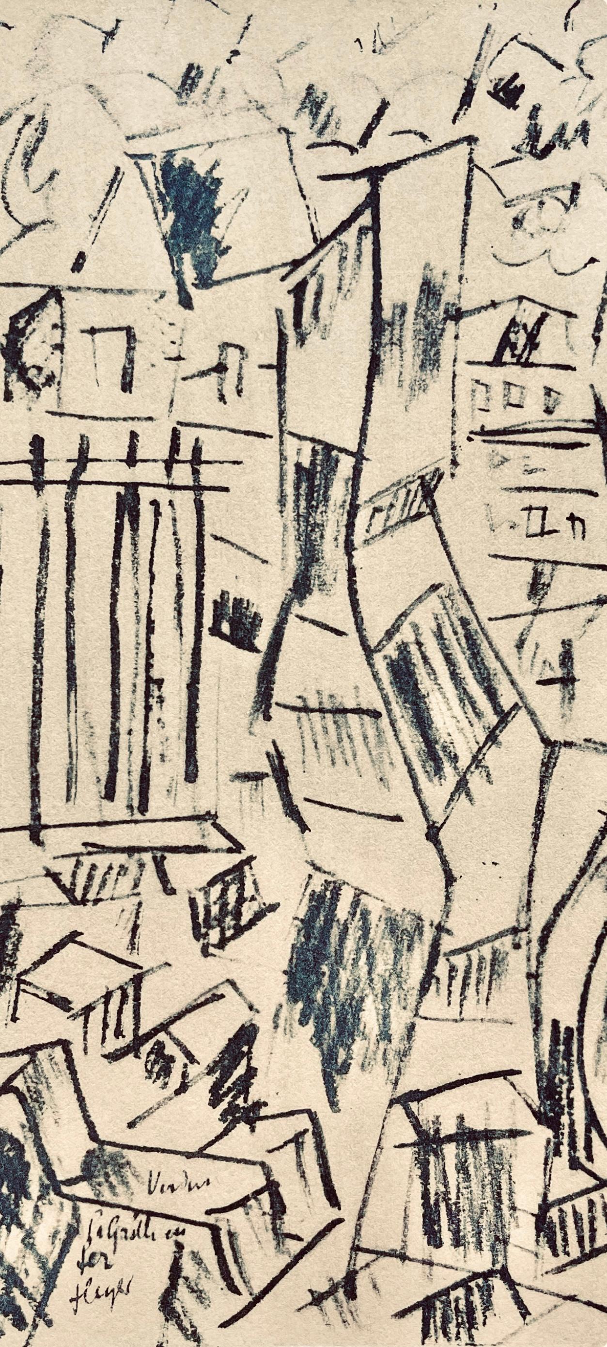 Léger, Verdun: La grille en fer, Dessins de Guerre 1915-16 (after) - Cubist Print by Fernand Léger