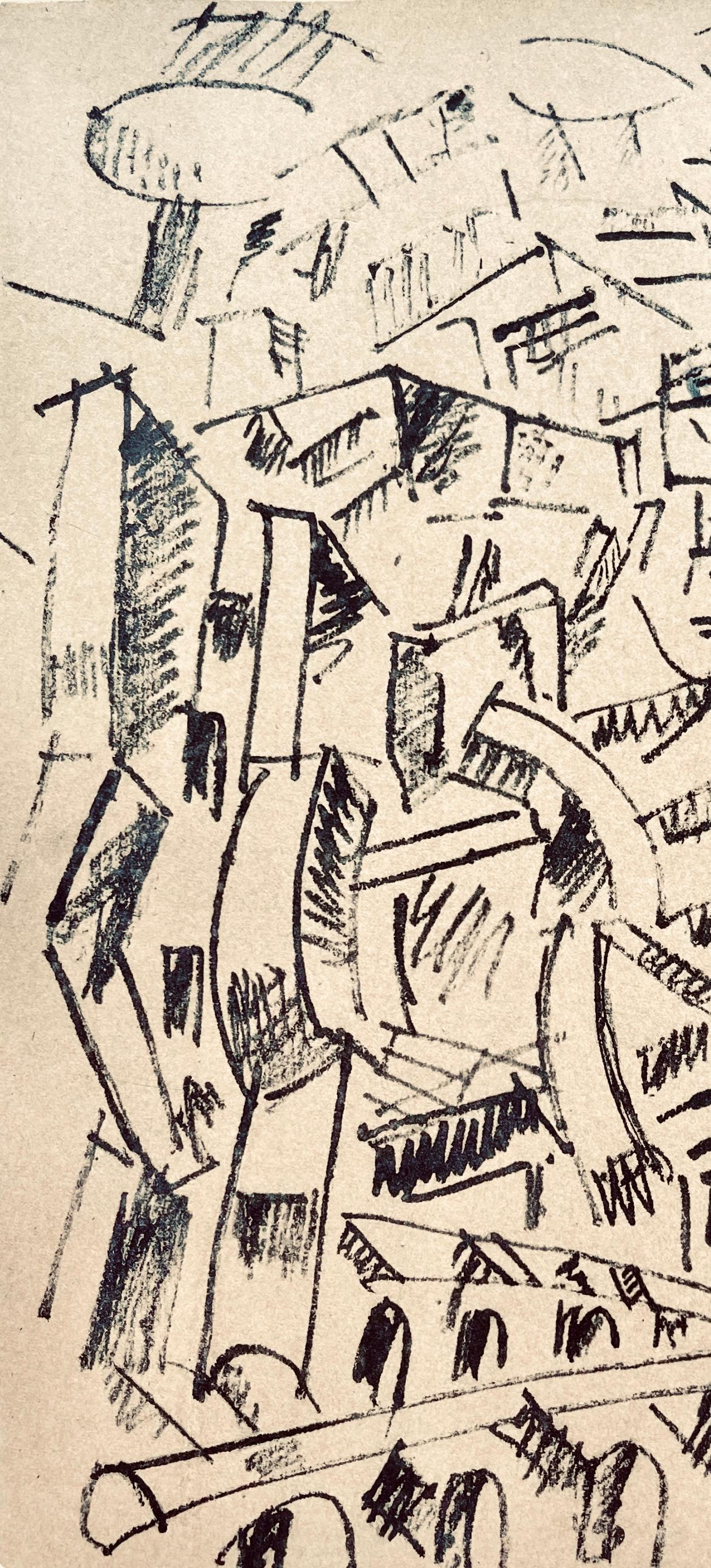 Léger, Verdun: La place d'Armes, Dessins de Guerre 1915-16 (after) - Beige Landscape Print by Fernand Léger