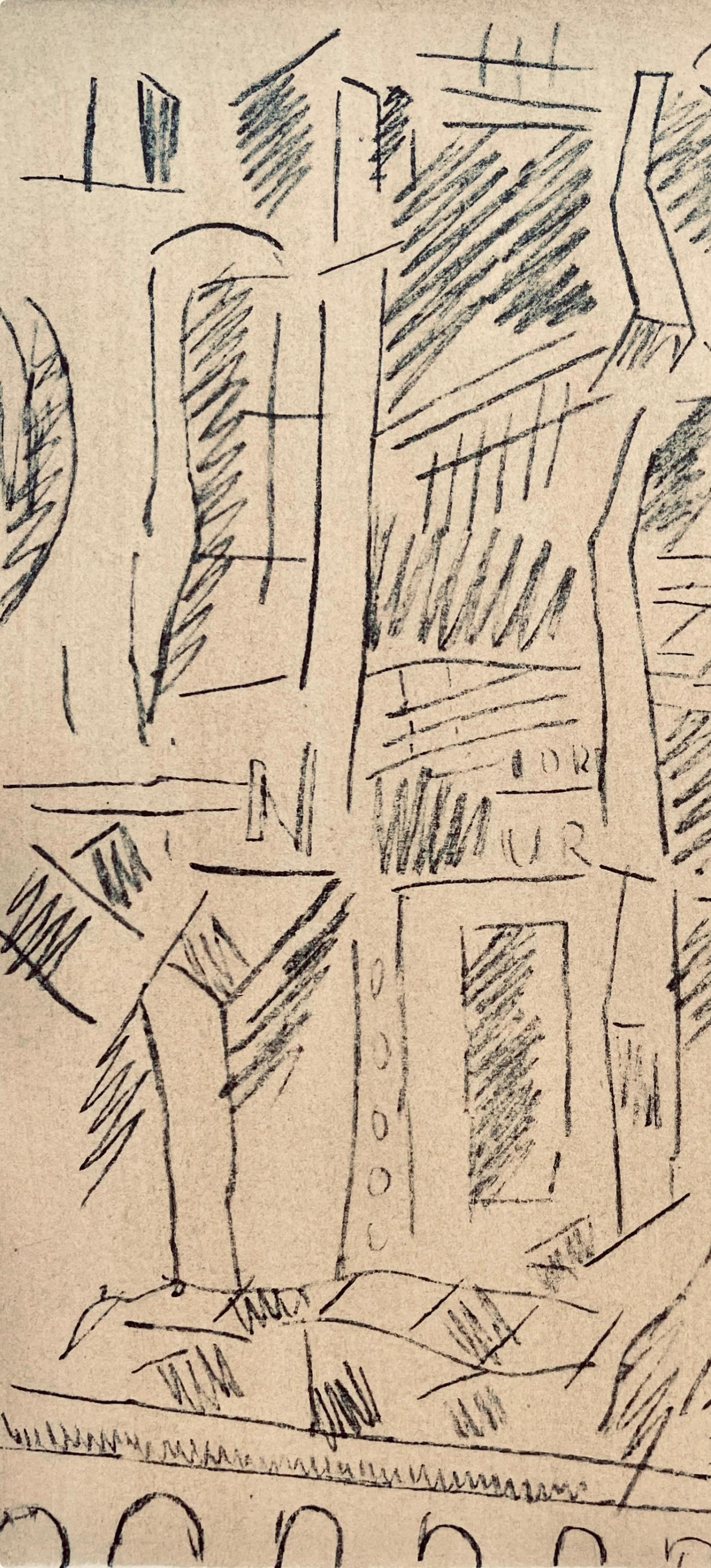 Léger, Verdun: La place d'Armes, Dessins de Guerre 1915-16 (after) - Beige Figurative Print by Fernand Léger