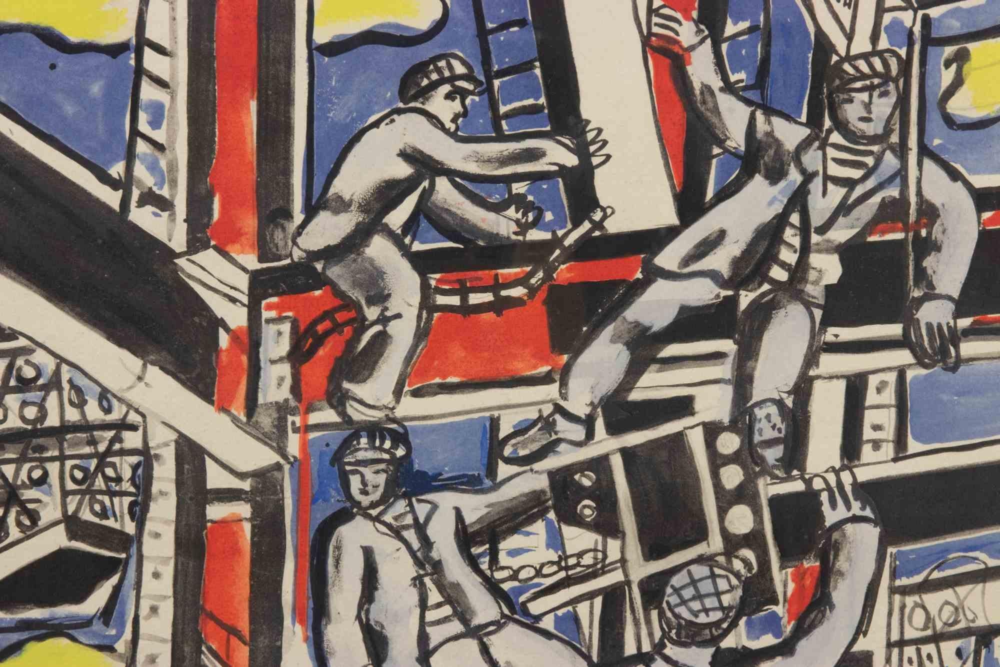 Les Constructeurs - Litografía (after) Fernand Léger - 1959 en venta 1