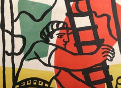 Les Constructeurs, Modern Colorful Lithograph by Fernand Leger