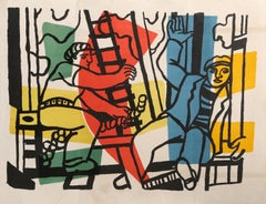 Les Constructeurs, Modern Colorful Lithograph by Fernand Leger